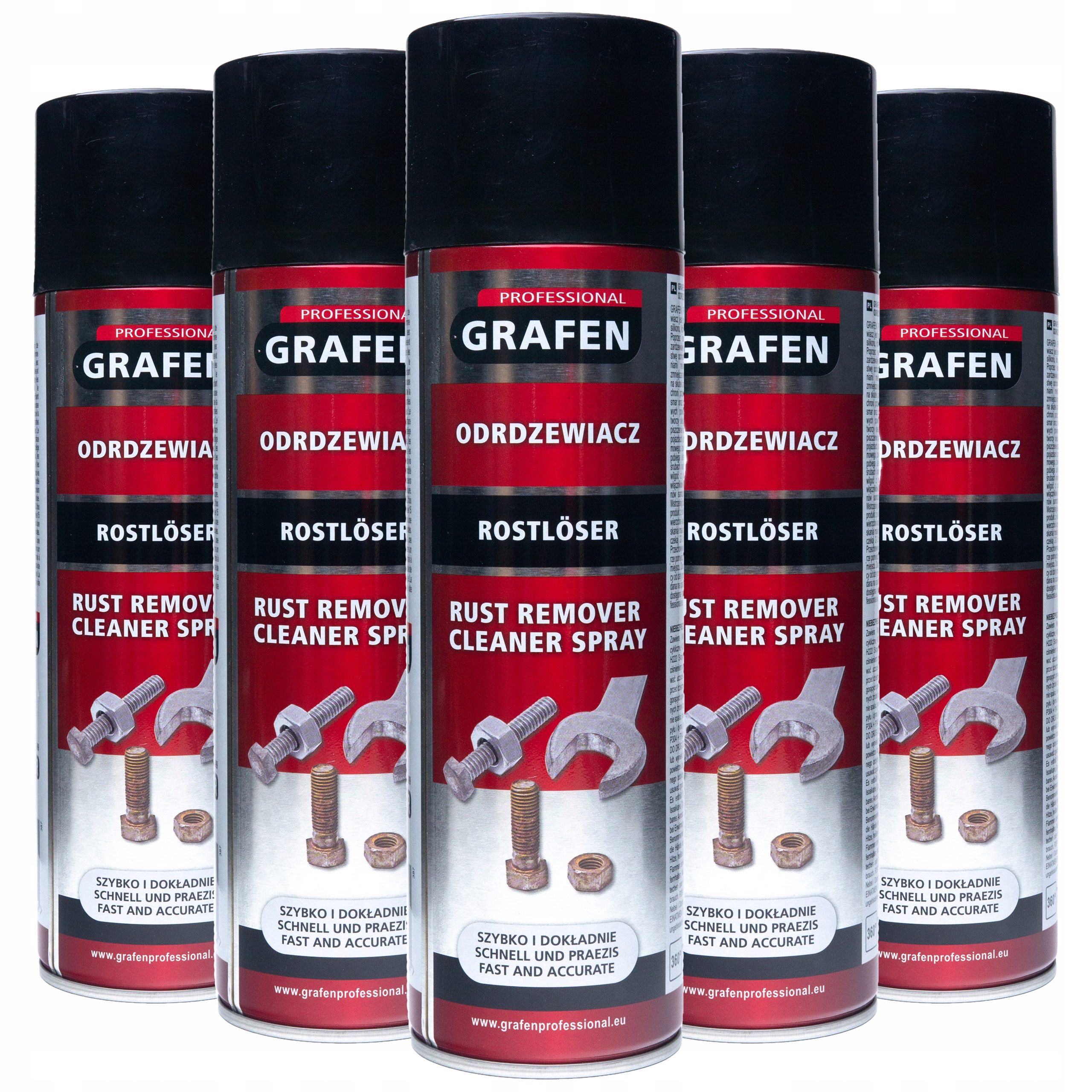 5x Odrdzewiacz Sprayu Grafen Professional Rust Remover Cleaner Spray 500ml
