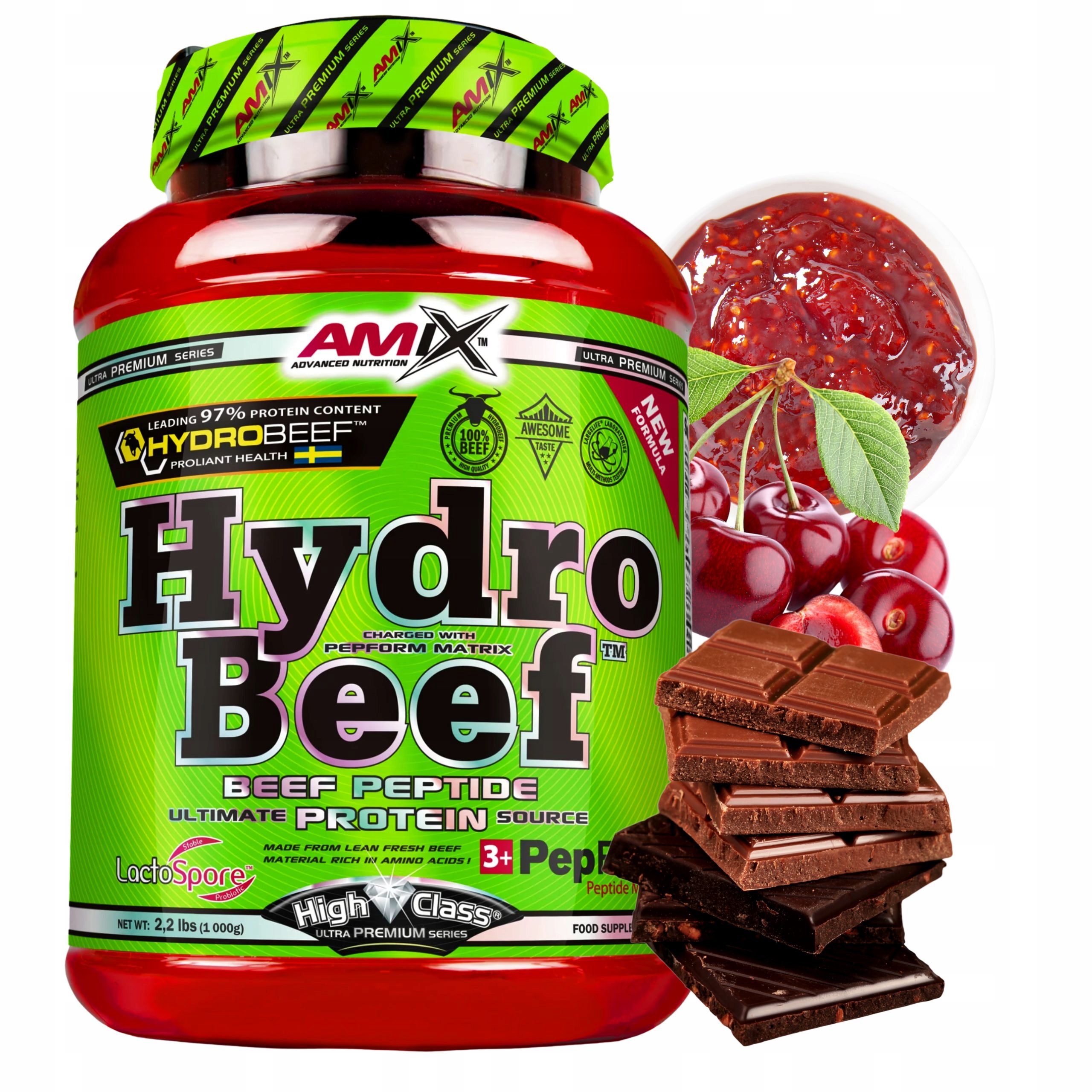 Protein Hovězí protein Višeň Čokoláda 1 kg Beef Protein