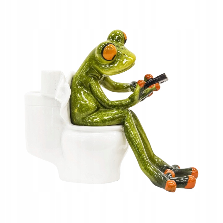FIGURKA ŻABA W TOALECIE WC ZE SMARTFONEM ŁAZIENKA PREZENT