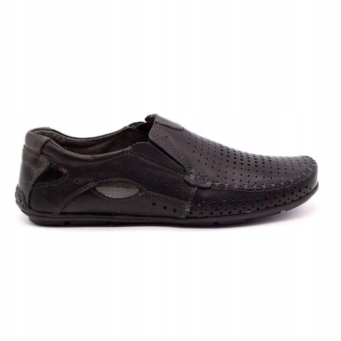 

Buty męskie mokasyny skóra 901 lato czarny lico 40