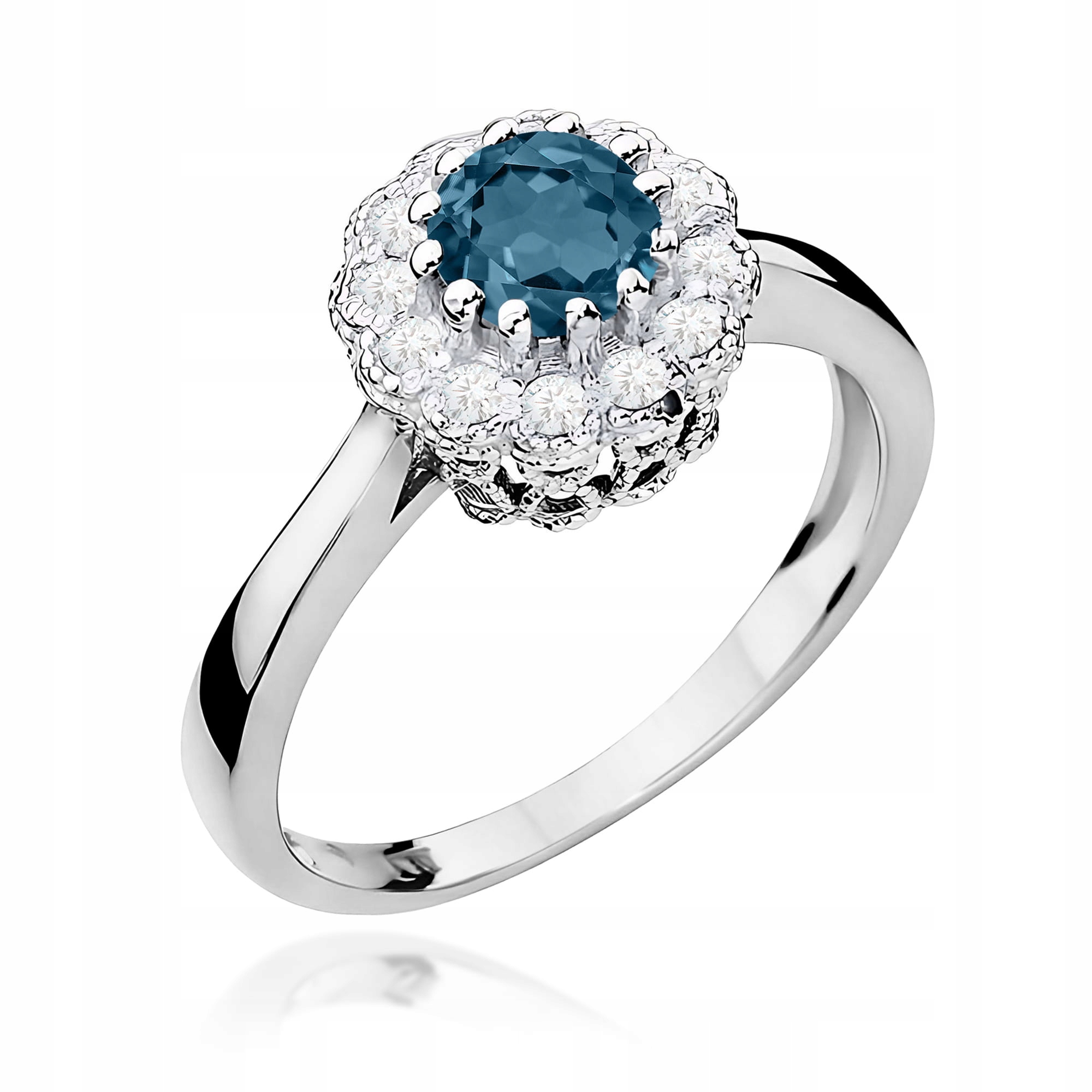 Prstýnek z bílého zlata 585 topaz london blue s očkem