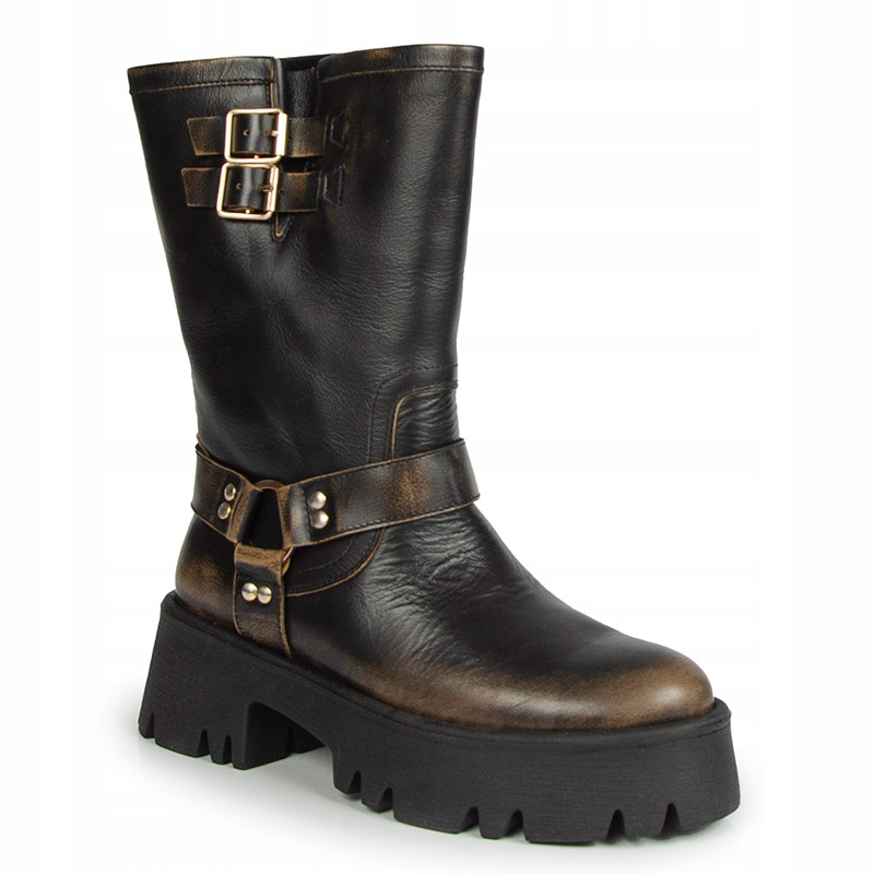 Carinii B9331 Kotníkové Boty Kozačky Kůže Lico Hnědé 37