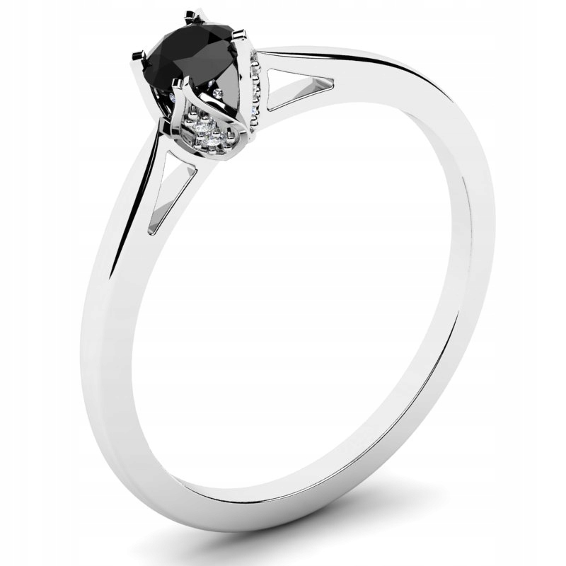 

Pierścionek Z Białego Złota Z Czarną Cyrkonią