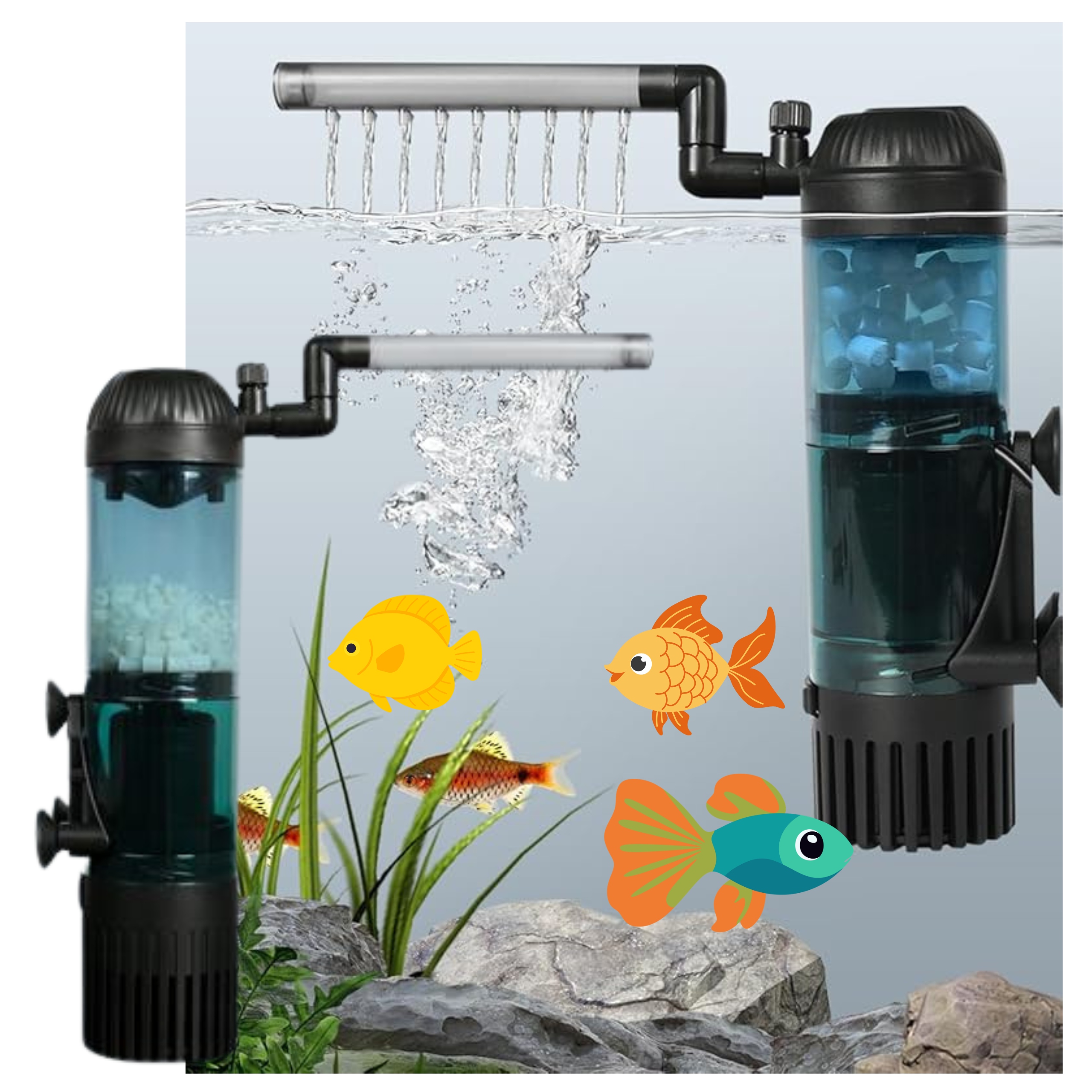 Vnitřní Filtr Pro Akvárium 300 L/h Profesionální Filtr S Regulací 4v1