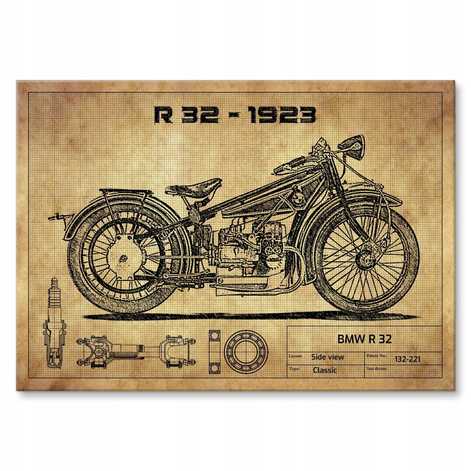 Kovový plakát Bmw R 32 1923 Šidítko Plech 42 x 59,4 cm Dárek