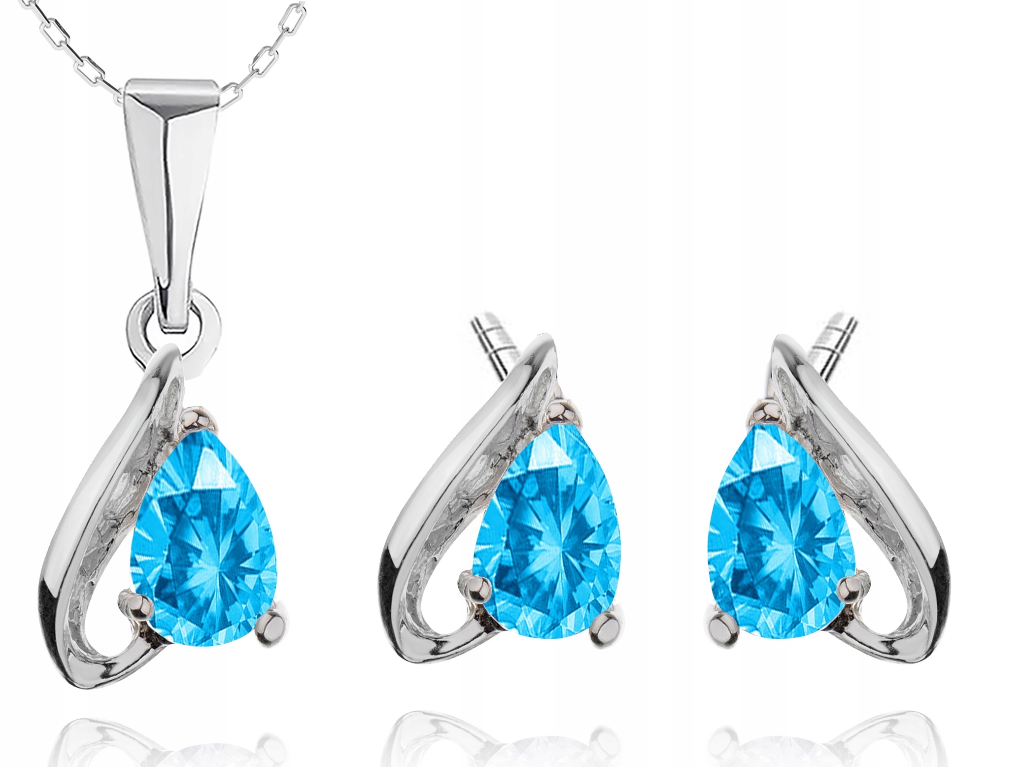 

Komplet Biżuterii Z Niebieskimi Cyrkoniami Łezki