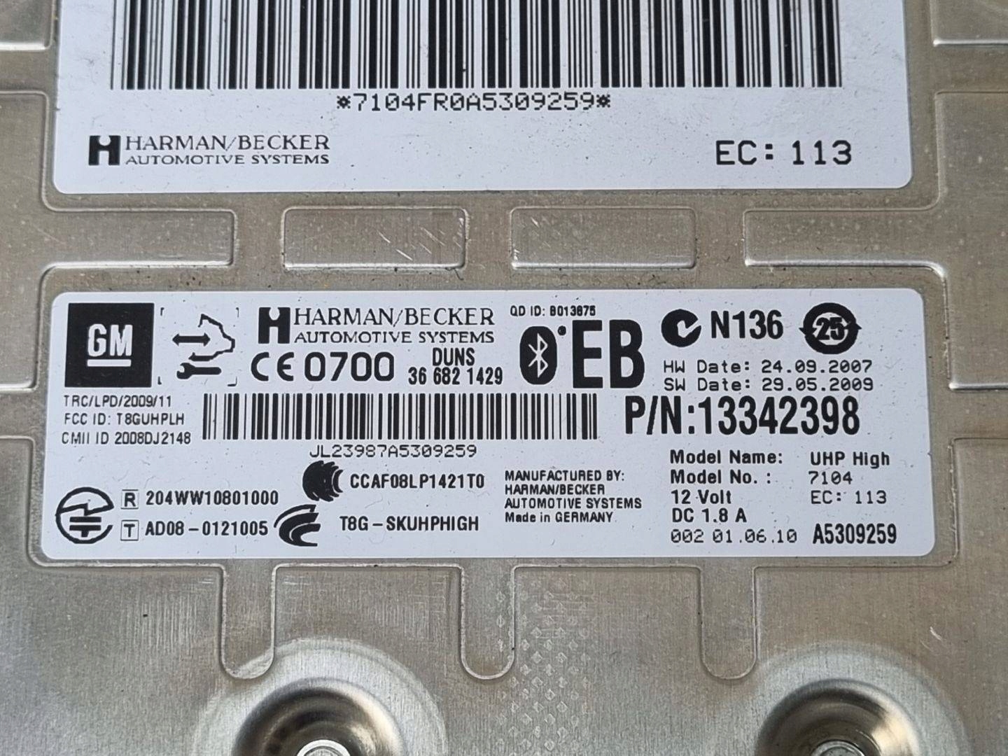 Bedienteil Bluetooth Opel Insignia A 2010 13342398
