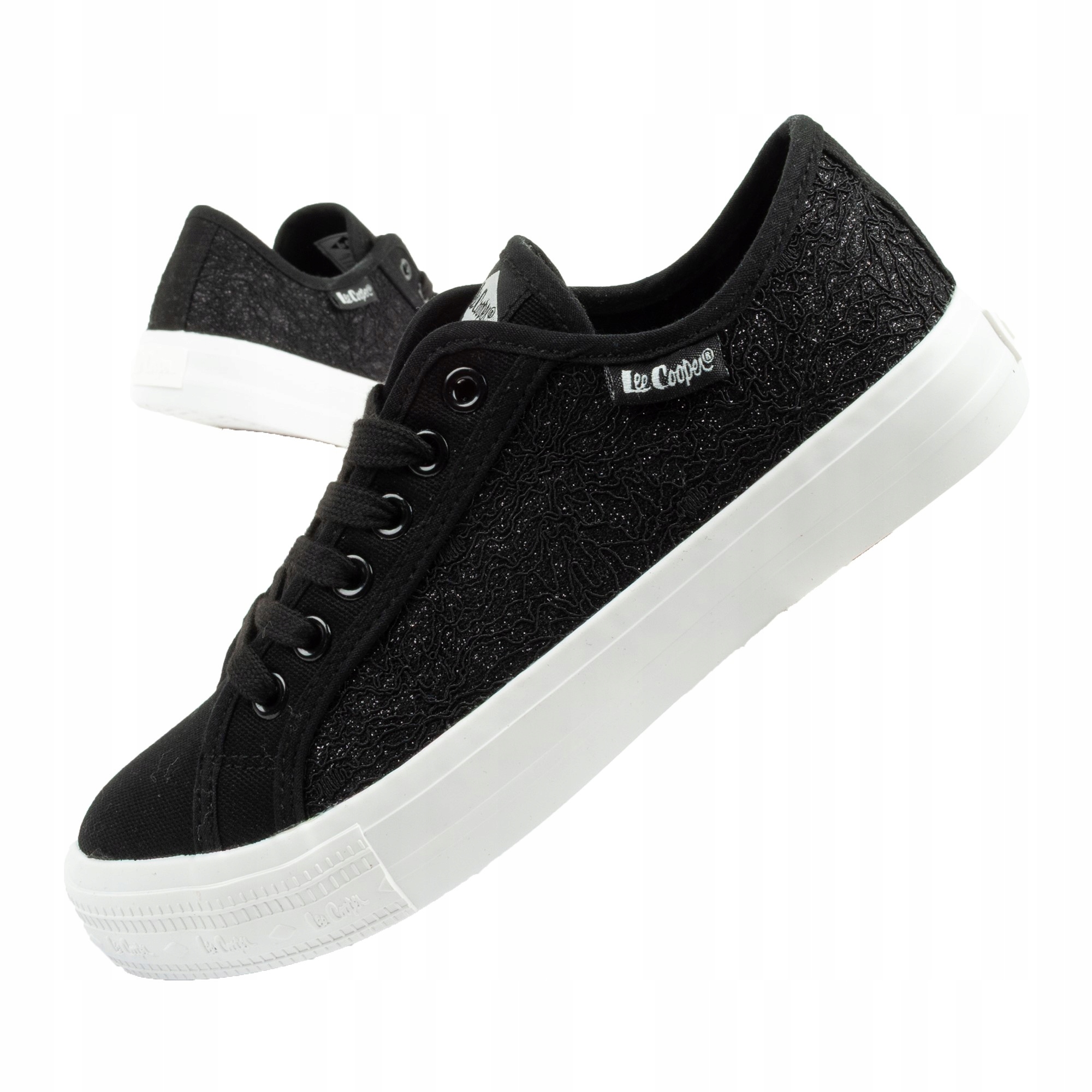 Dámské sportovní tenisky Lee Cooper vel.37 se třpytkami, krajkové, černé