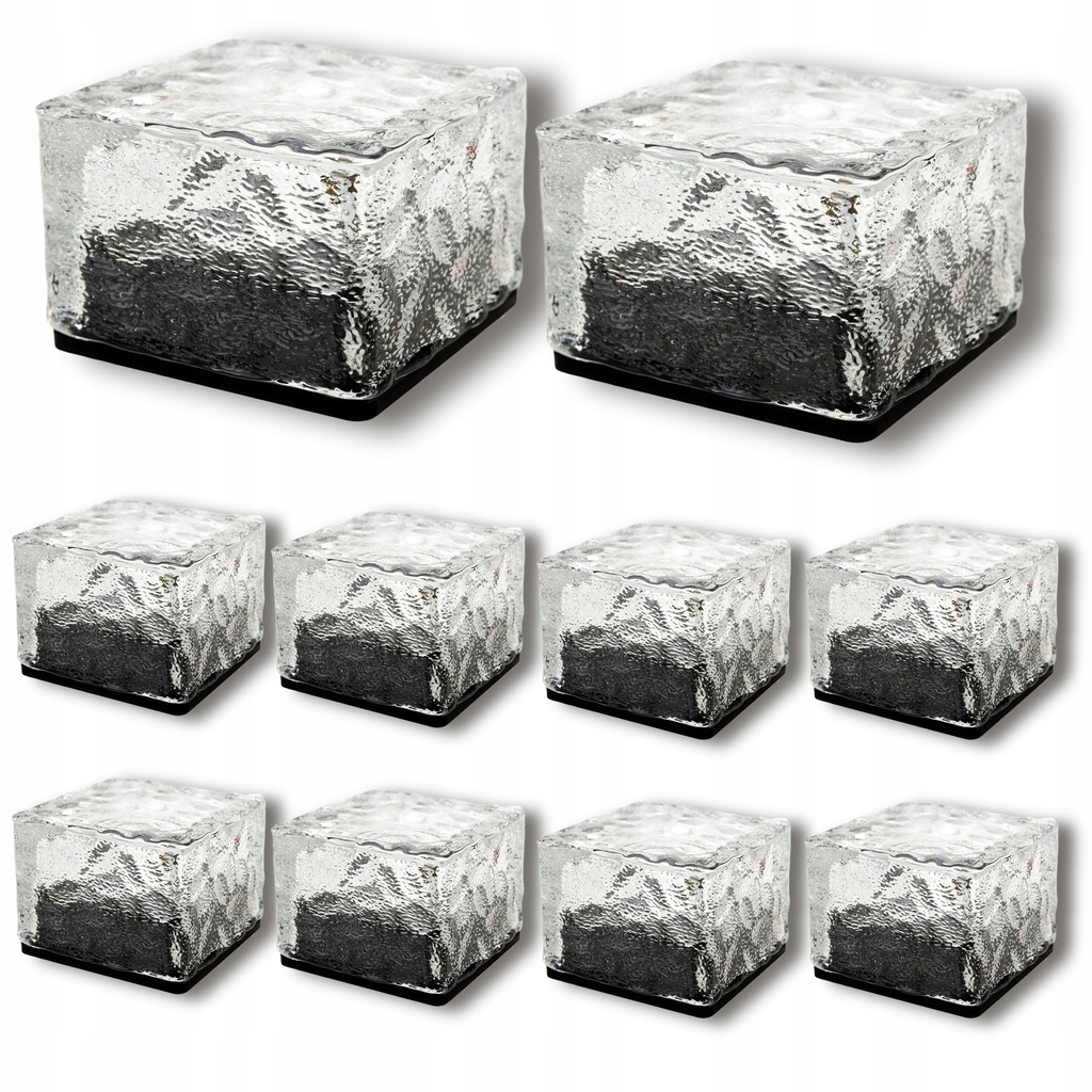 Lampa Solarna Ogrodowa Led Nowoczesna na Taras 10x Szklana Kostka 7x7 Solar