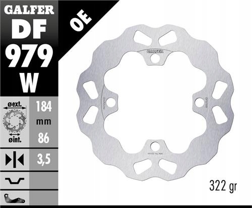 Galfer Brzdový Kotúč Zadný Yamaha Yxr 700 Rhino '08- Wave (184X86X3,5 MM)