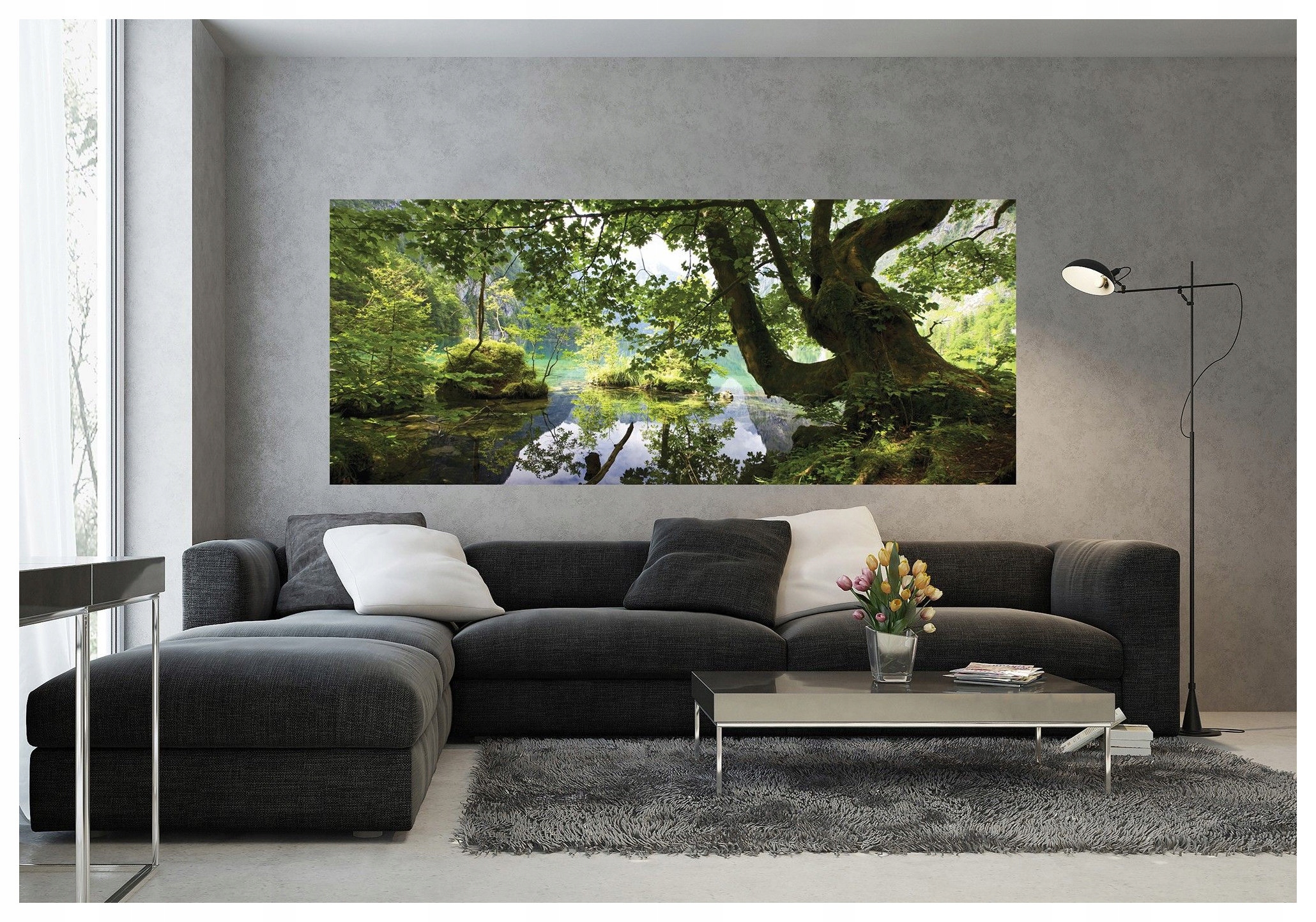 Fototapeta Jezero v lese s stromem harmonie přírody 250x104 lepidlo