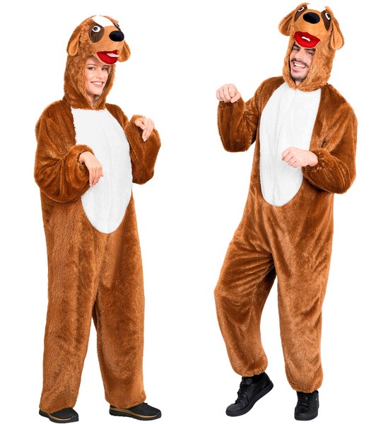 Kostým Pes Hnědý Unisex Plyšový Kombinéz Kostým Zvířata M