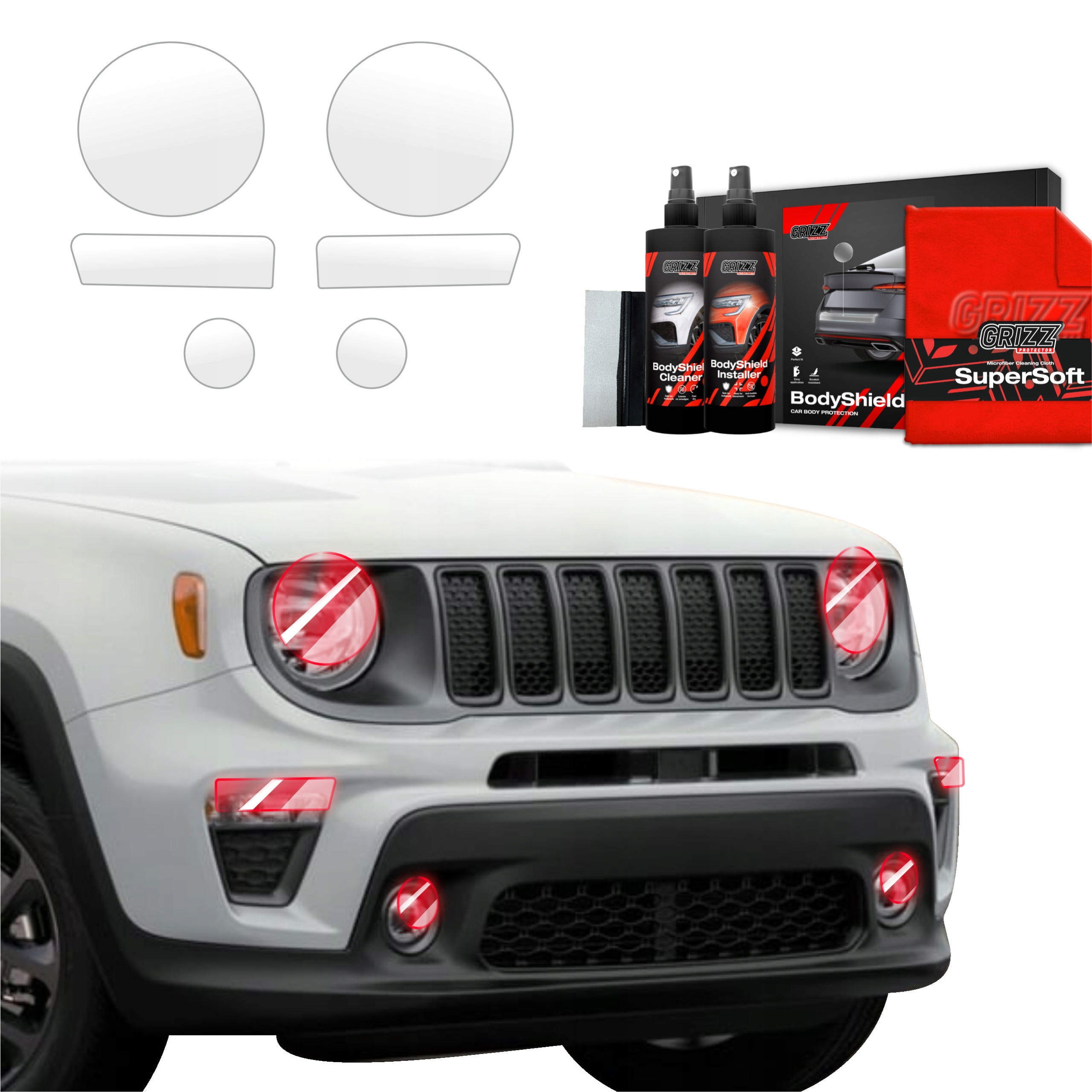 6v1 Fólie Ppf dýha na lampy pro Jeep Renegade (2022-2025) Grizz