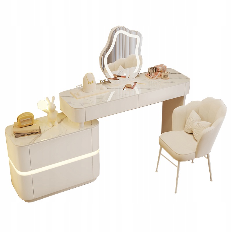 Toaletný Stolík kozmetická Led/ Súprava nábytku 100 cm ľalia biela farba
