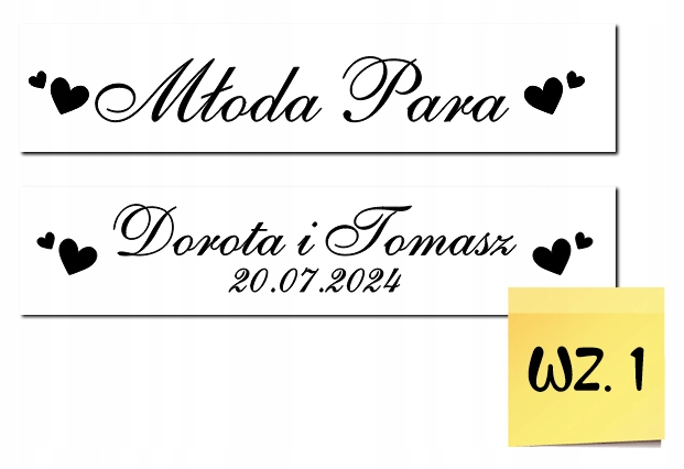 Ślubne TABLICE tablica ślubna na ślub na samochód 2szt NIEPRZEMAPALNE Kod producenta TB_CZ
