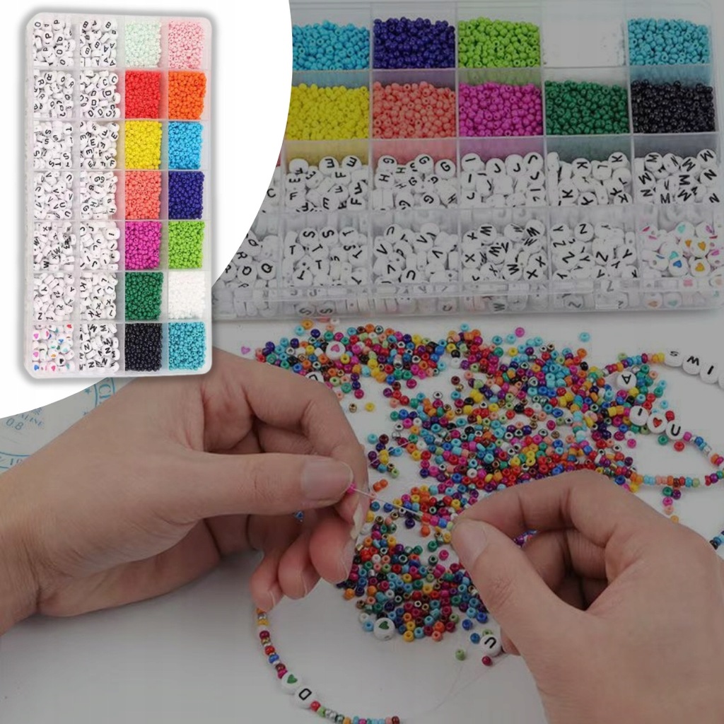 KOROLIKI DO TWORZENIA BRANSOLETEK RÓŻNE KOLORY LITERKI AKCESORIA ORGANIZER Marka bez marki