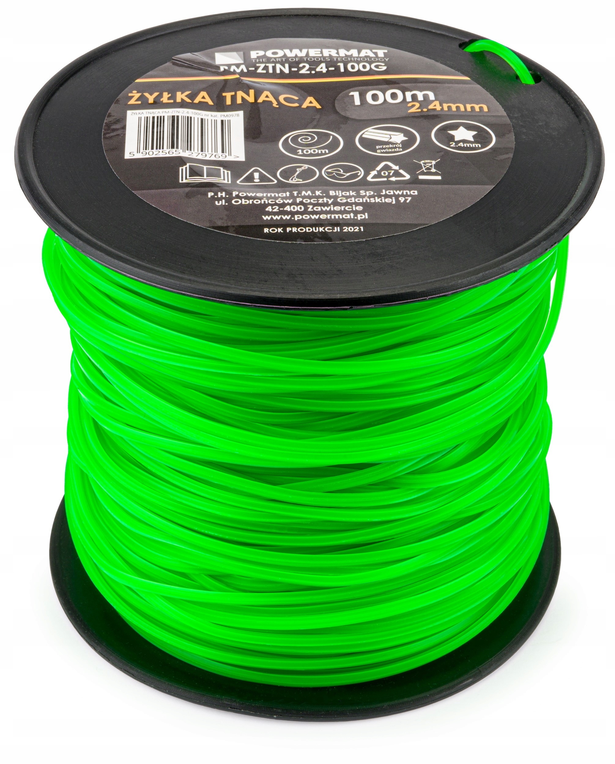 ŻYŁKA TNĄCA DO GŁOWICY KOSY SPALINOWEJ PODKASZARKI 2,40x100m 5-KĄTNA Długość 100 m