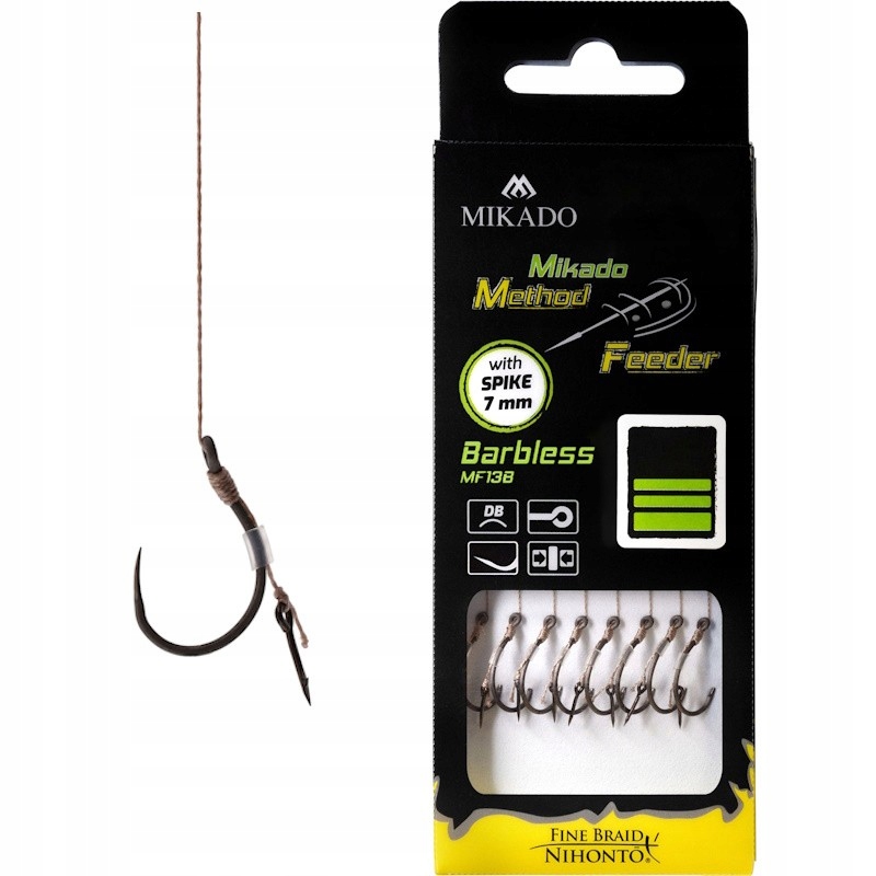 Przypon Mikado Method Feeder Z Igłą Barbless Nr 4 Plecionka 0.16mm 10cm 8x