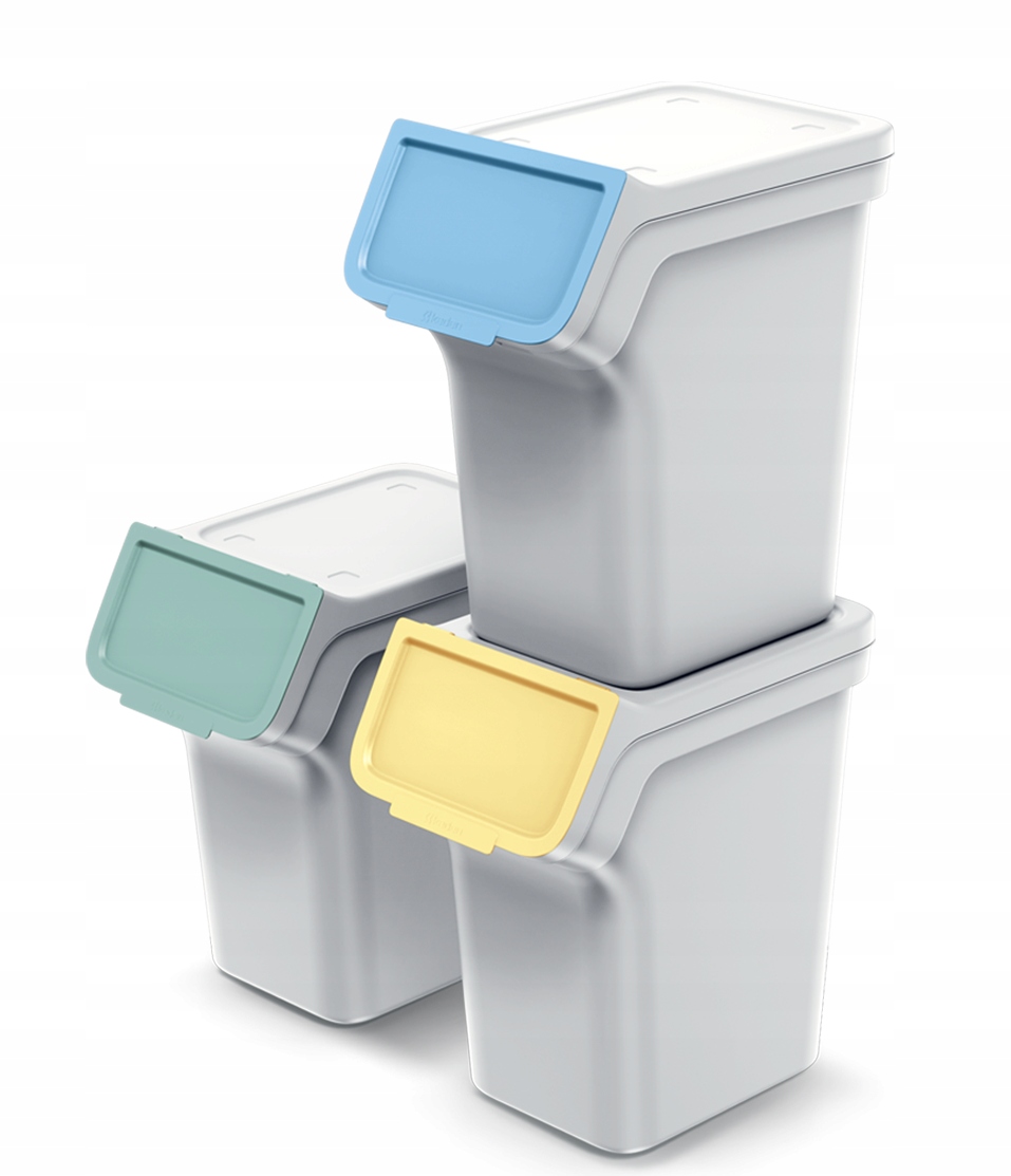 Levně Sada 3 košů na třídění odpadu 3x20L odpadkový koš