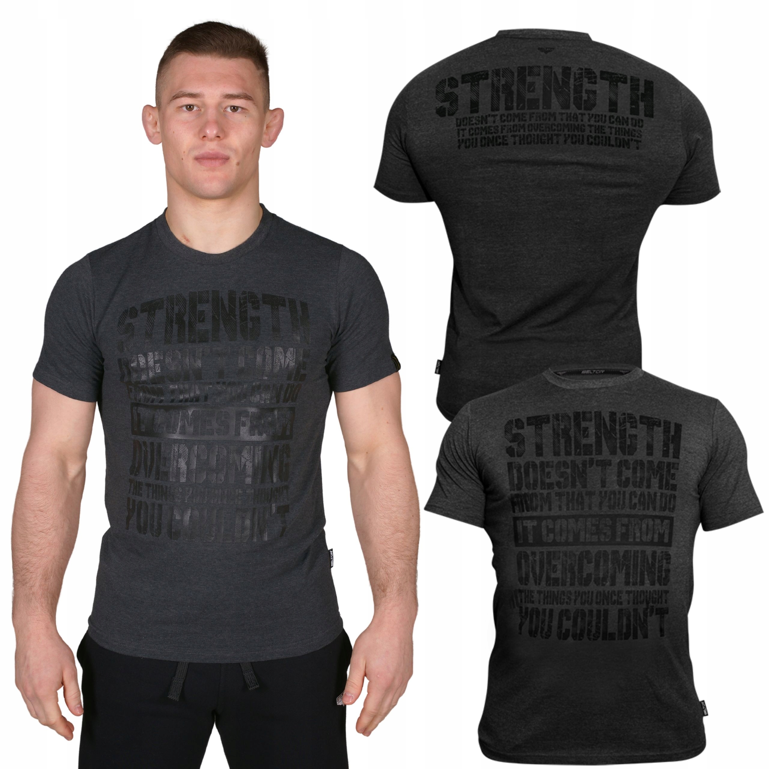 Beltor Koszulka Męska Strength T-shirt Sportowy Rozmiar M Slim Bawełna