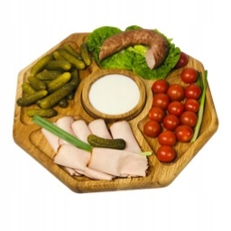 

Deska dębowa do serwowania 8-kątna z miseczką