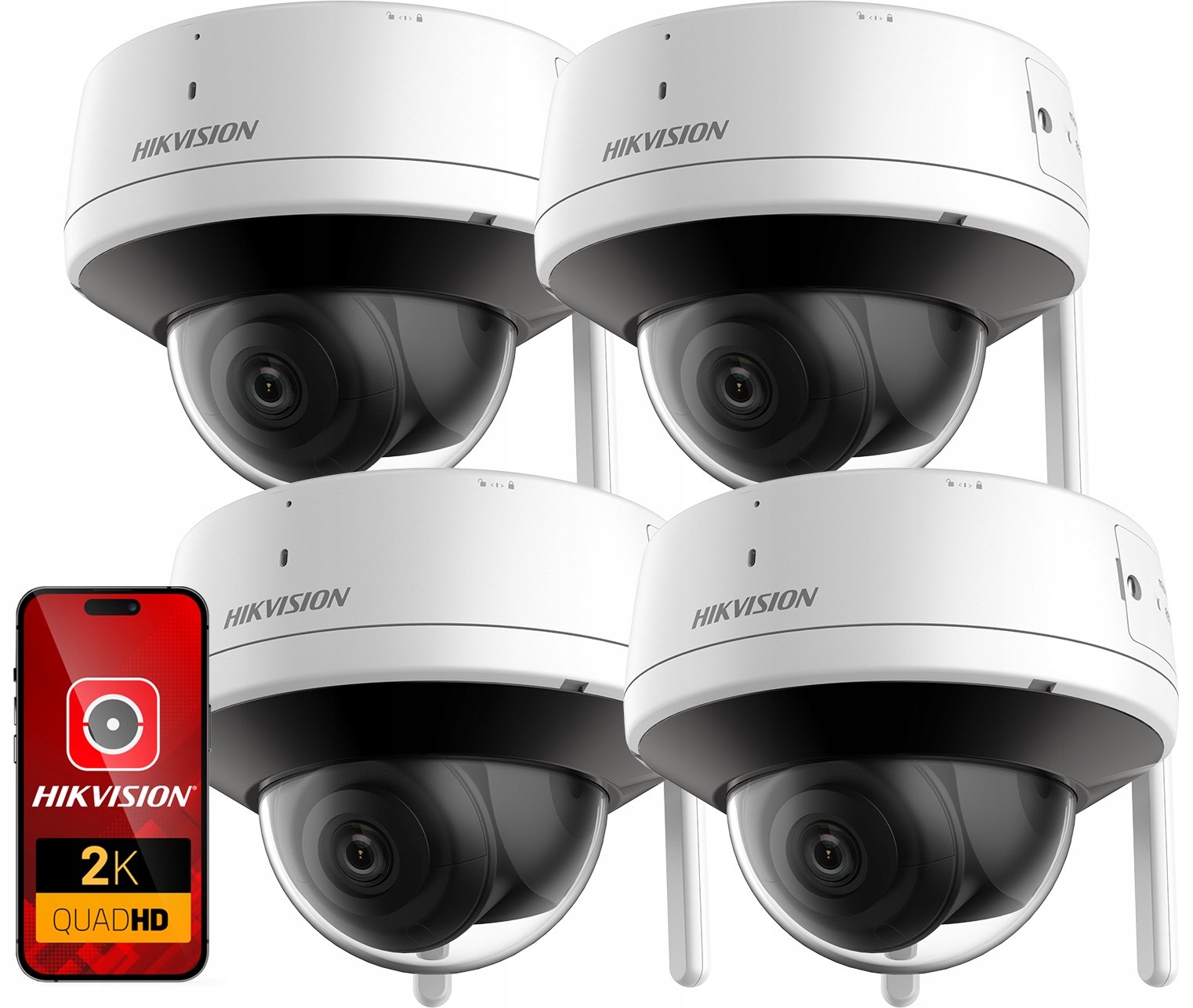 4x WiFi kamera Hikvision 4MPx DS-2CV2141G2-IDW Externí audio IR30m