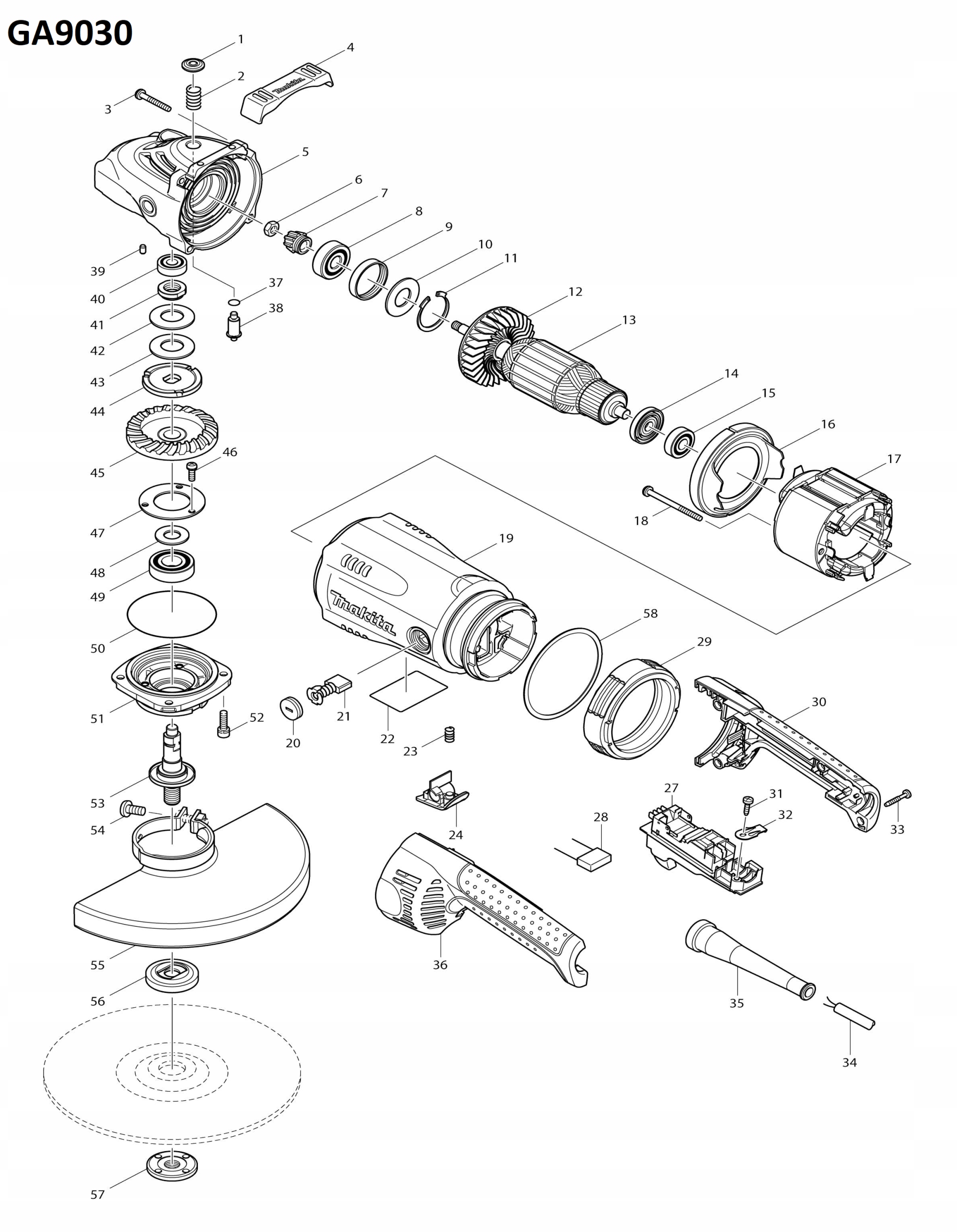 Makita wirnik do szlifierki kątowej GA7030 GA7030R GA7030S GA9030 GA9030R