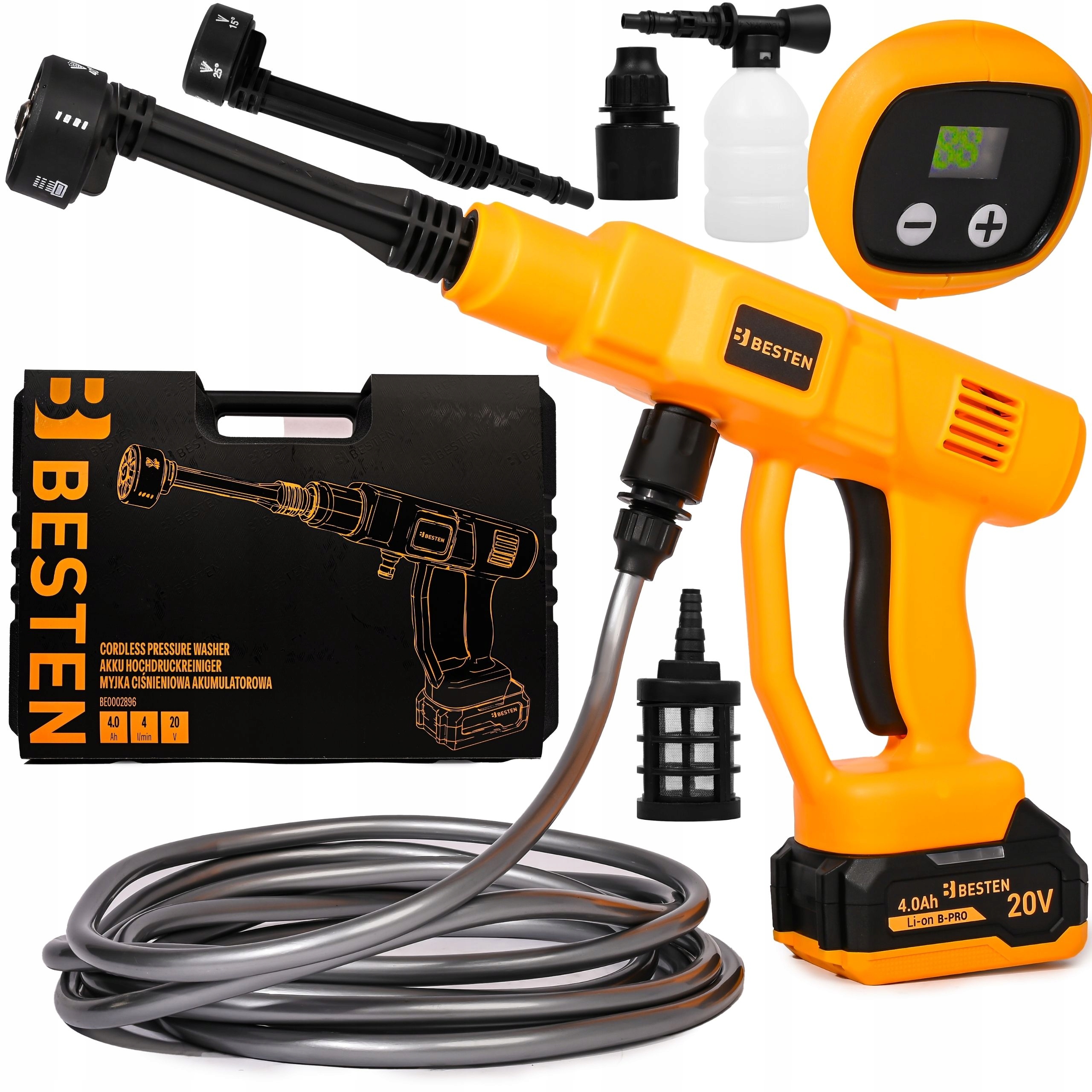 Myjka Ciśnieniowa Akumulatorowa 2Aku 4Ah Multifunkcyjna Dysza Bezprzewodowa