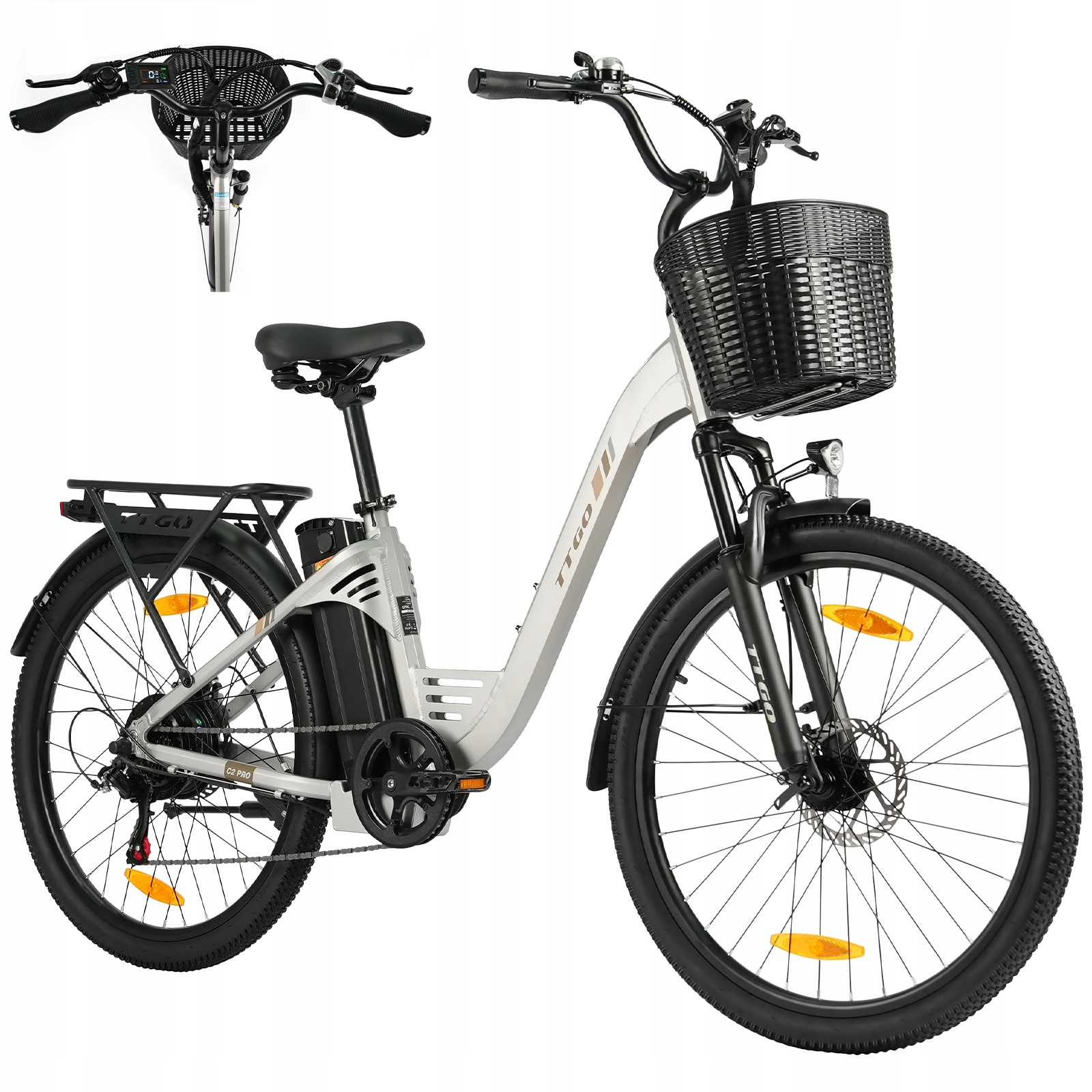 26" Elektrokolo Ttgo C2 Pro, městské elektrokolo pro dojíždění, 250W 36V 18Ah, 25 km/h, dojezd 120 km