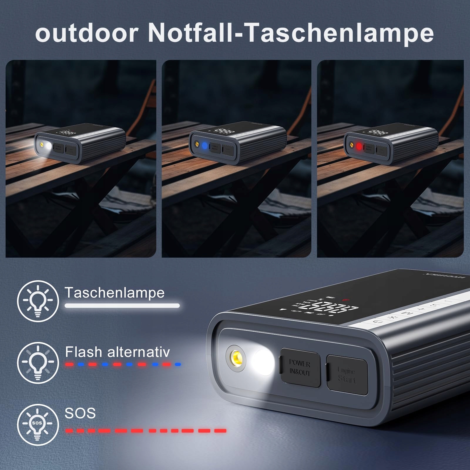 HYCHIKA Powerbank Z Kompresorem Do Samochodów Benzyna 6L Diesel 10L — miniatura 4