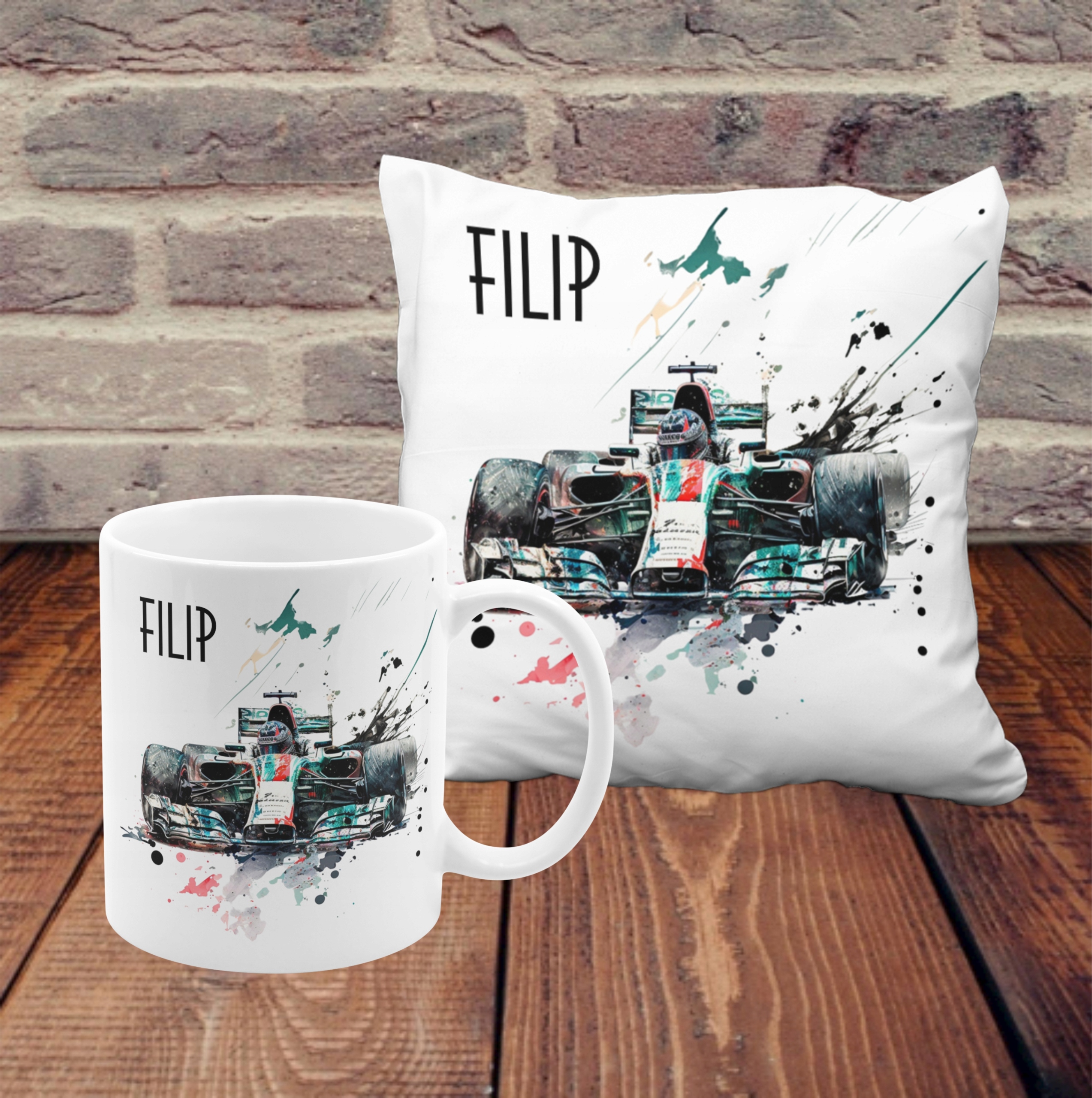 ZESTAW FORMUŁA 1 WYŚCIGI KUBEK PODUSZKA Z IMIENIEM EAN (GTIN) 6096255444427