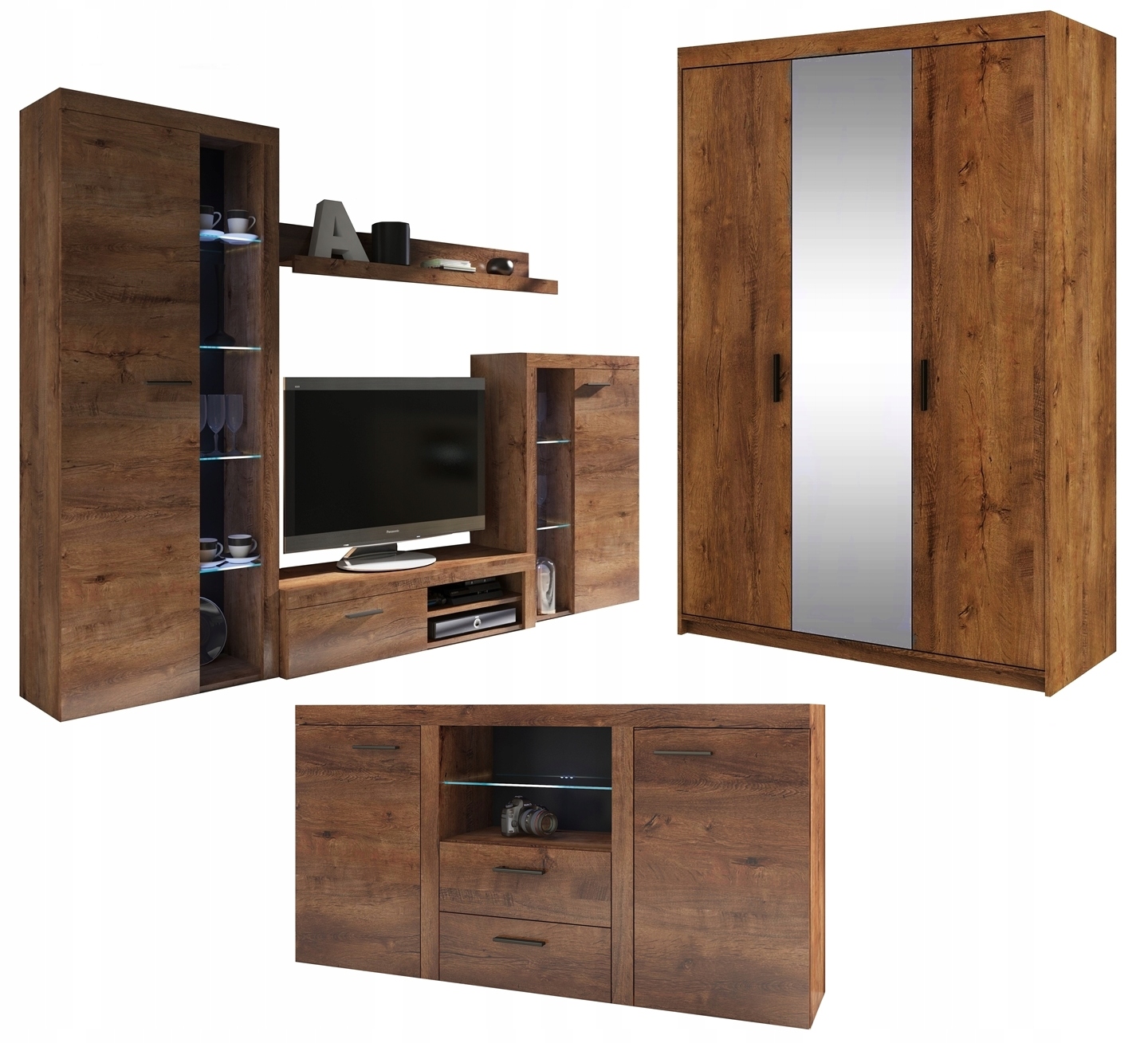 

Meblościanka i komoda Olimp Szafa Otylia 3D lus