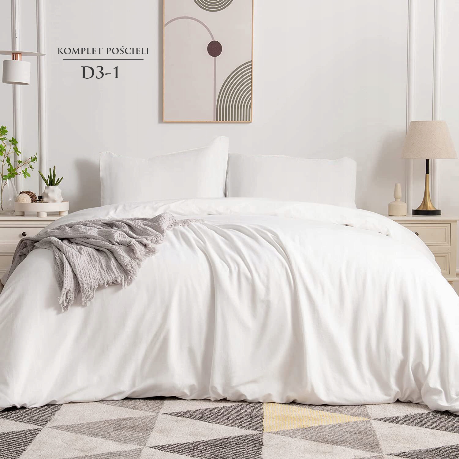 POŚCIEL 200x220 + 2 POSZEWKI GŁADKA DWUSTRONNA Wzór dominujący Boho Geometryczny Inny wzór