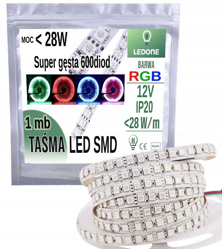 

Gęsta Moc Taśma Led Premium Rgb IP20 600d 1m