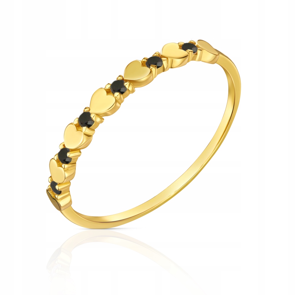 Zlatý prstýnek 585 s černým zirkonem 0.96 g Srdce elegance jako dárek