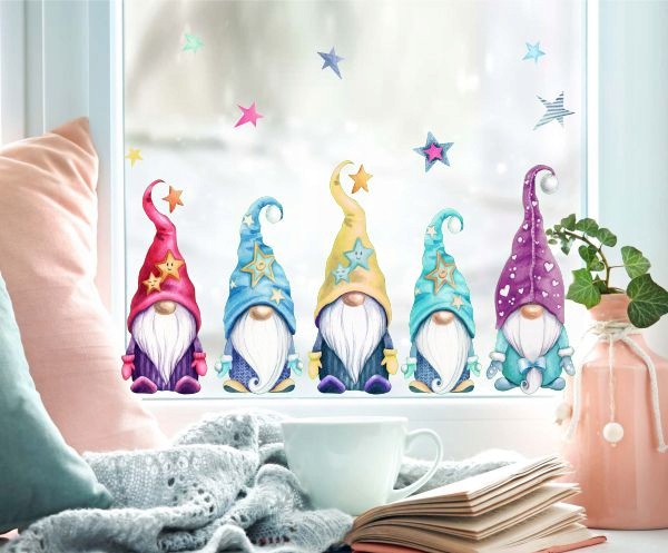 

Kolorowe Krasnale Skrzaty Świąteczne naklejki