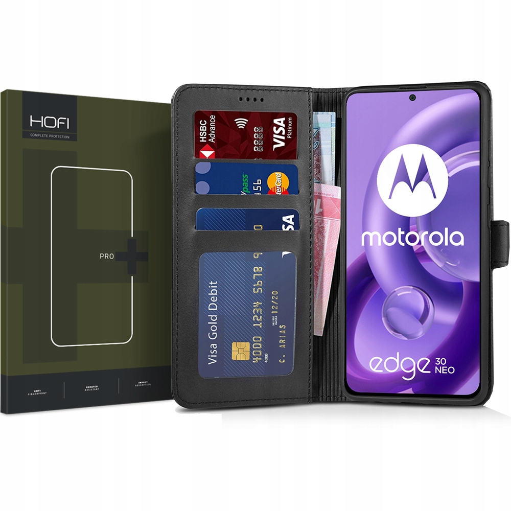 

2-PAK Etui Case Portfel Do Edge 30 Neo Szkło