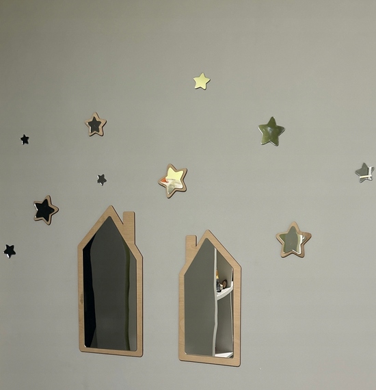 LUSTRO akrylowe dla dziecka Lustro ścienne Bezpieczne DOMKI + GWIAZDKI Kod producenta DWBL004