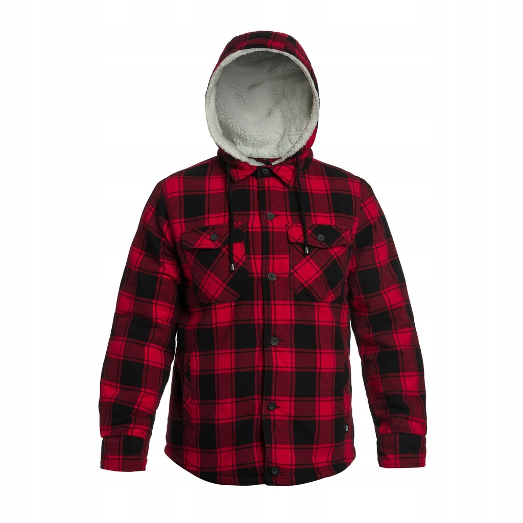 Kostkovaná bunda s kapuce Brandit Lumberjacket Hooded Red/Black Checkered 3XL