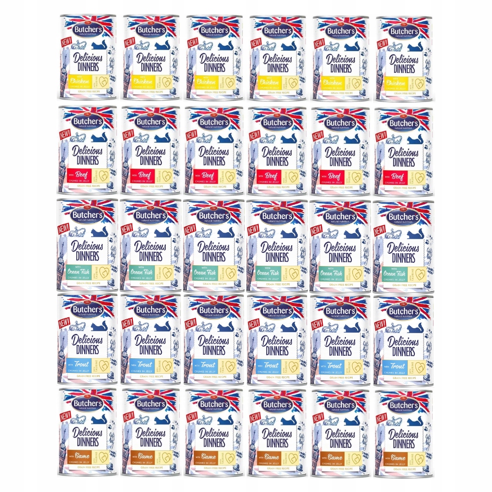 Mokré krmivo pro kočky Butcher's Delicious Dinners mix chutí 30x400 g