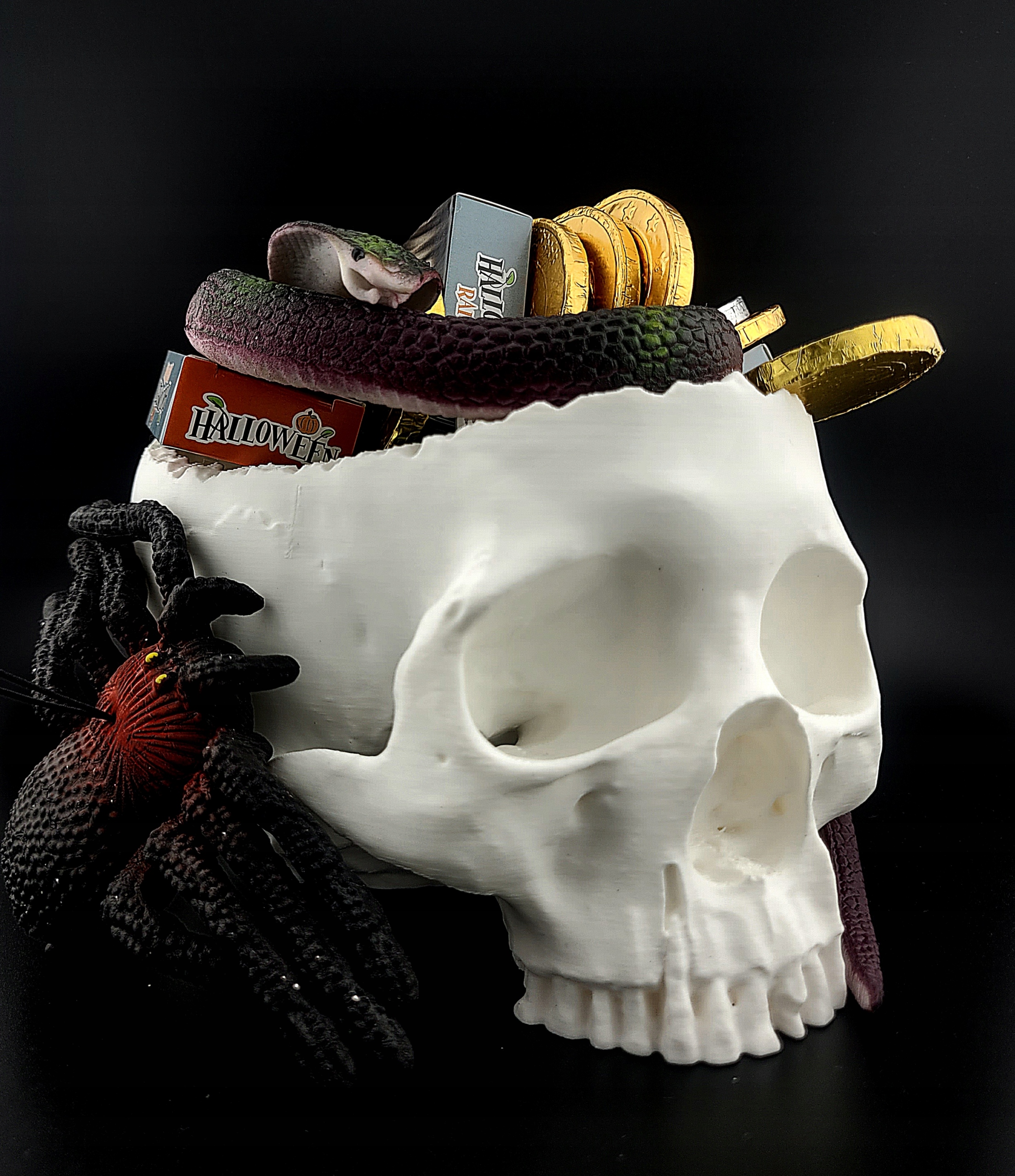 MISA DEKORACJA NA SLODYCZE ŚWIĘTO HALLOWEEN BIAŁA CZACHA CZASZKA KOŚCI XXL Marka inna