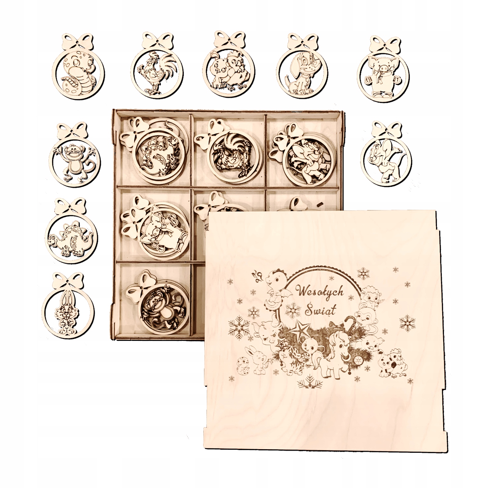 Dřevěné vánoční ozdoby Vánoční Baňky – Sada pro děti