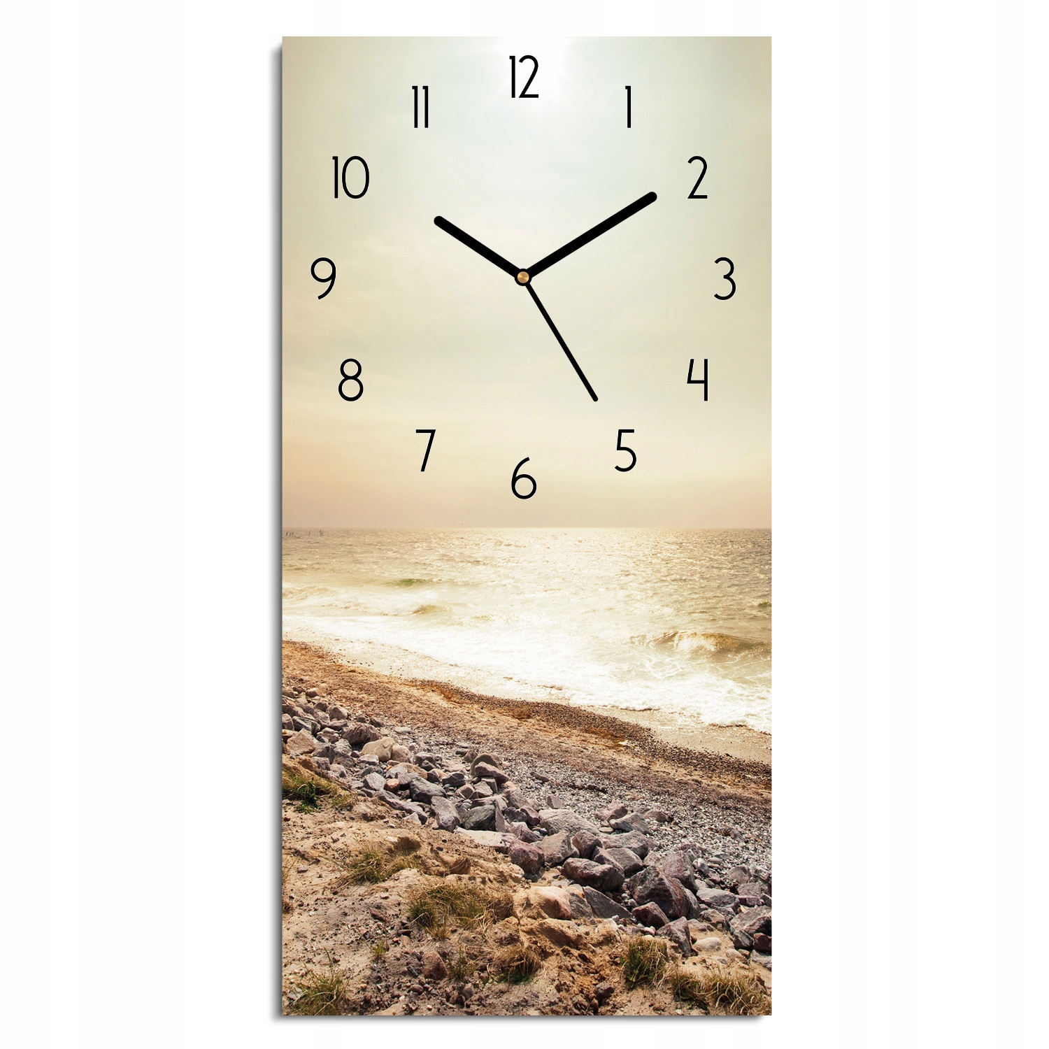 

foto-zegar Skały plaża morze czarne cyfry 30x60