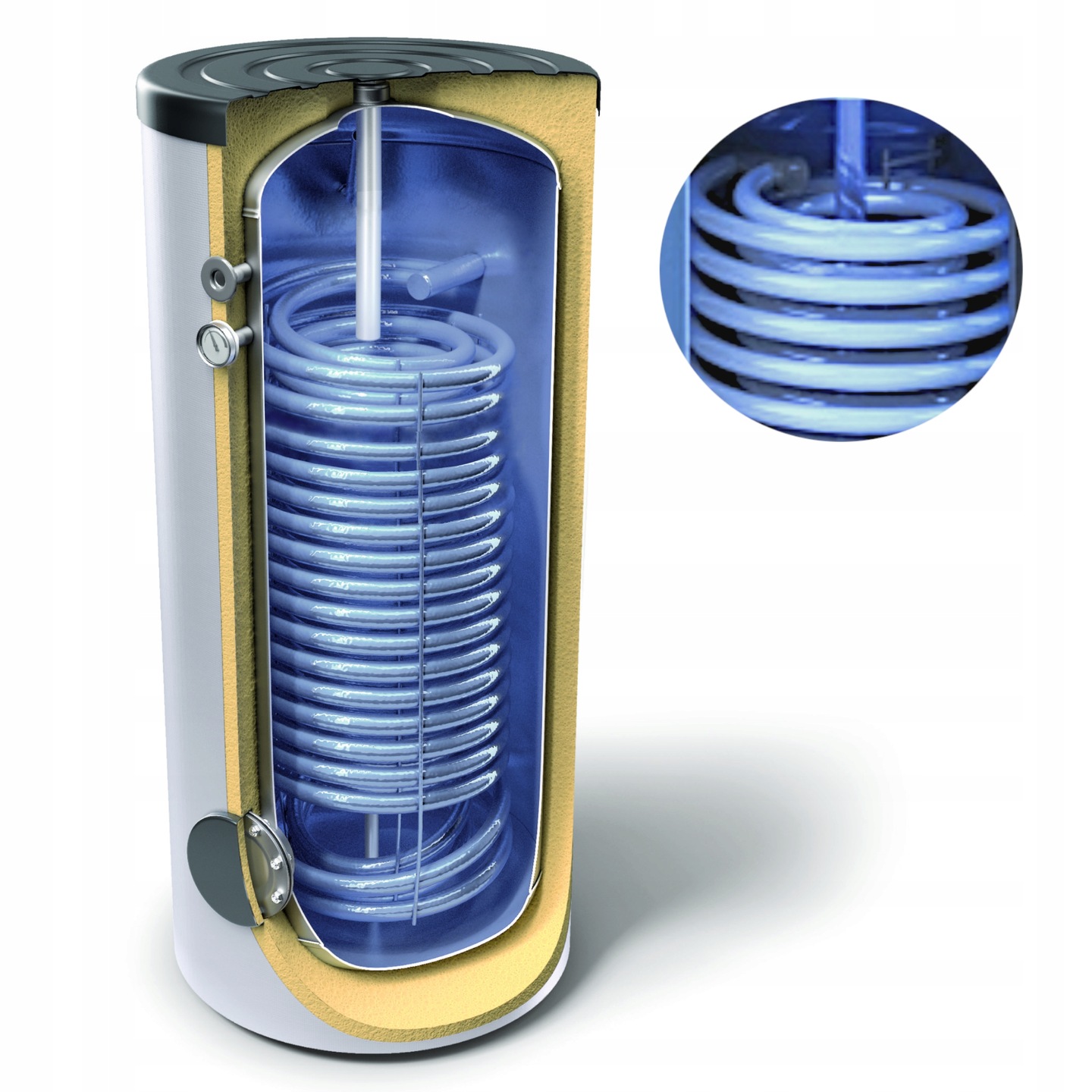 TESY ZASOBNIK WYMIENNIK CWU DO POMP CIEPŁA 300L Z PODWÓJNĄ WĘŻOWNICĄ 3,84m2