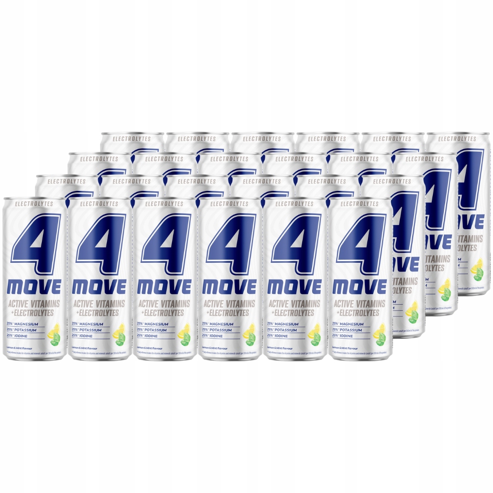 4Move Active Vitamins Gazovaný s citronovo-mátovou příchutí 330 ml x 24 kusů