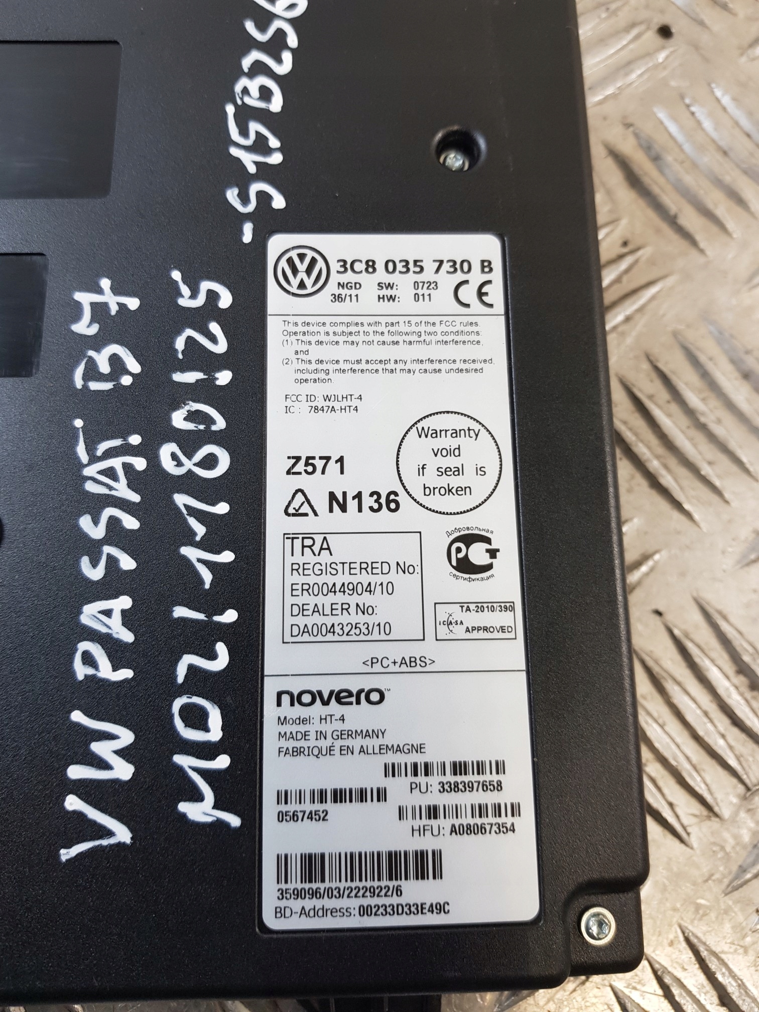 module control unit BLUETOOTH 3C8035730B VW PASSAT B7 11R- EUROPA