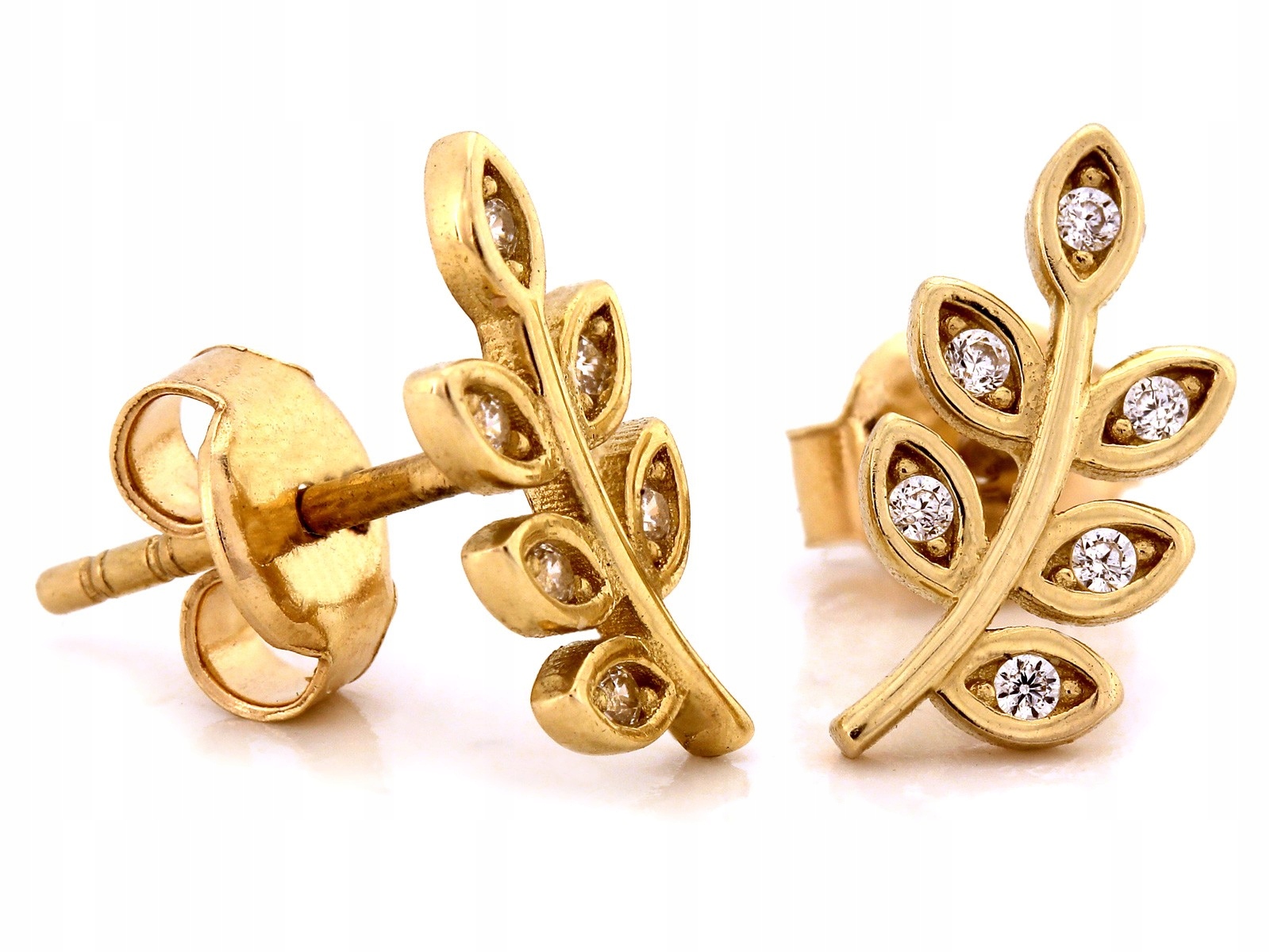 Náušnice Zlaté 585 tyčinky se zirkony, zlaté větvičky, ideální na jaro