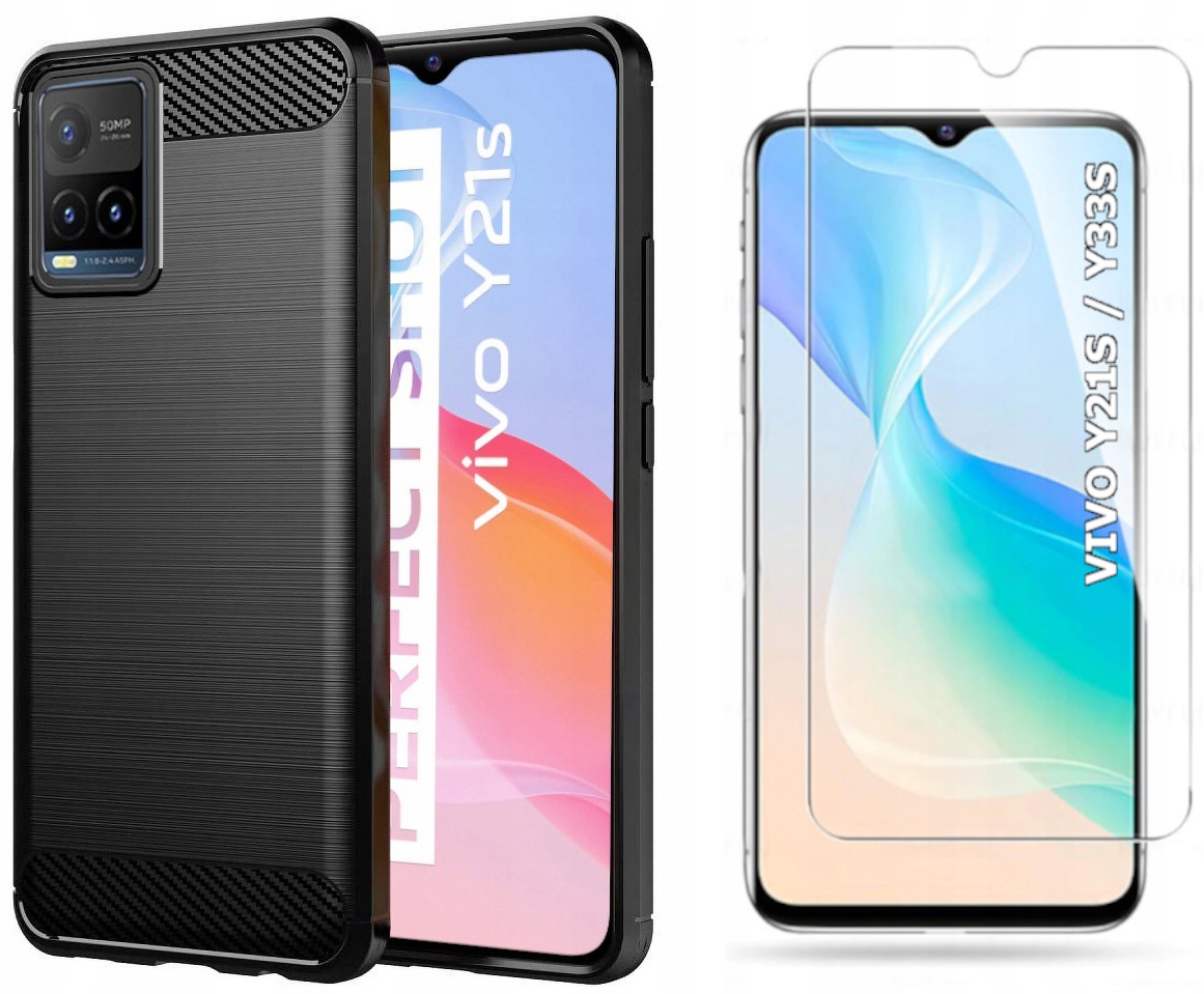 

Etui i Szkło do Vivo Y21S Y33S Pancerny Karbon