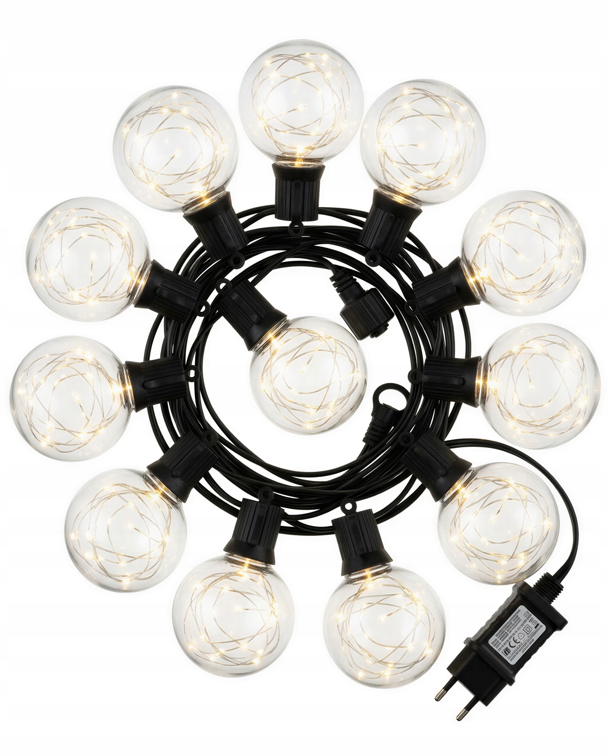 Světelná Zahradní Girlanda 7,5 M, Sada 10 Ks Pro Spojování, Bílé Led Kuličky