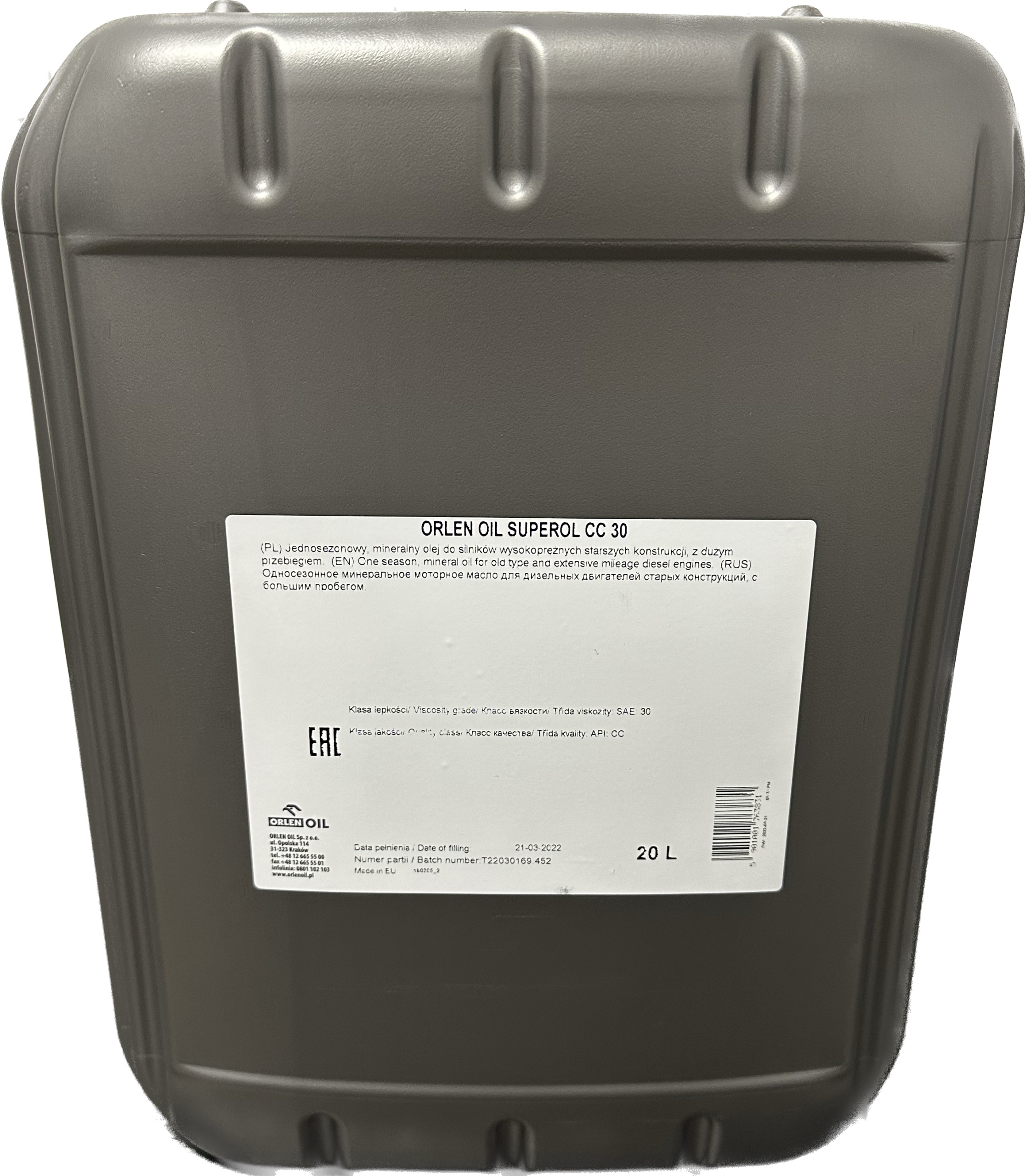 OLEJ ORLEN OIL SUPEROL CC30 20L Producent Orlen Oil